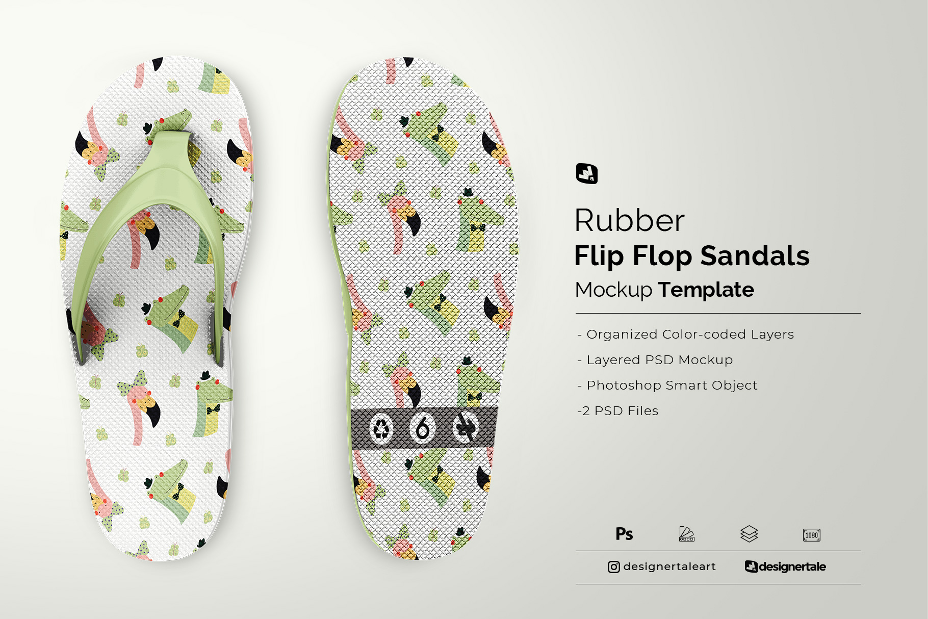 rubber flip flop sandals mockup