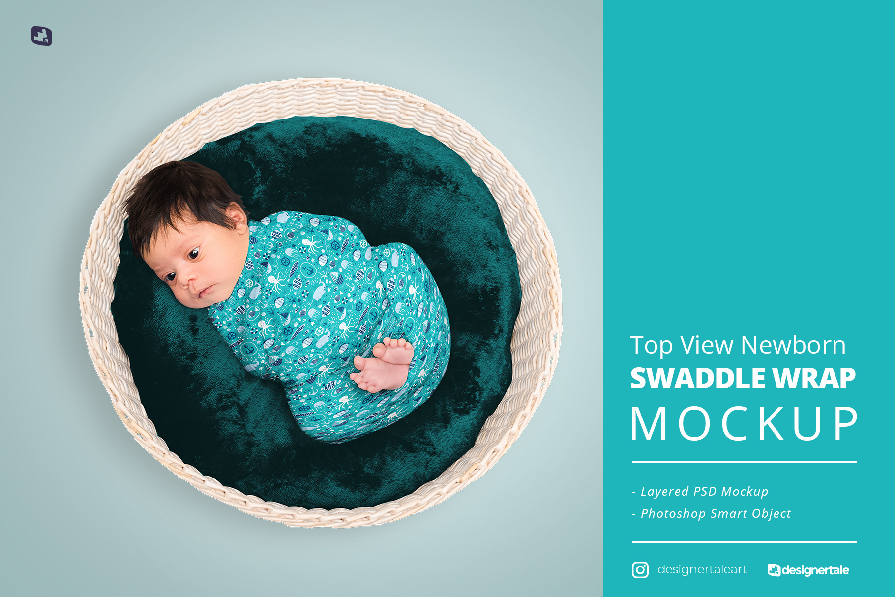 top view newborn swaddle wrap mockup
