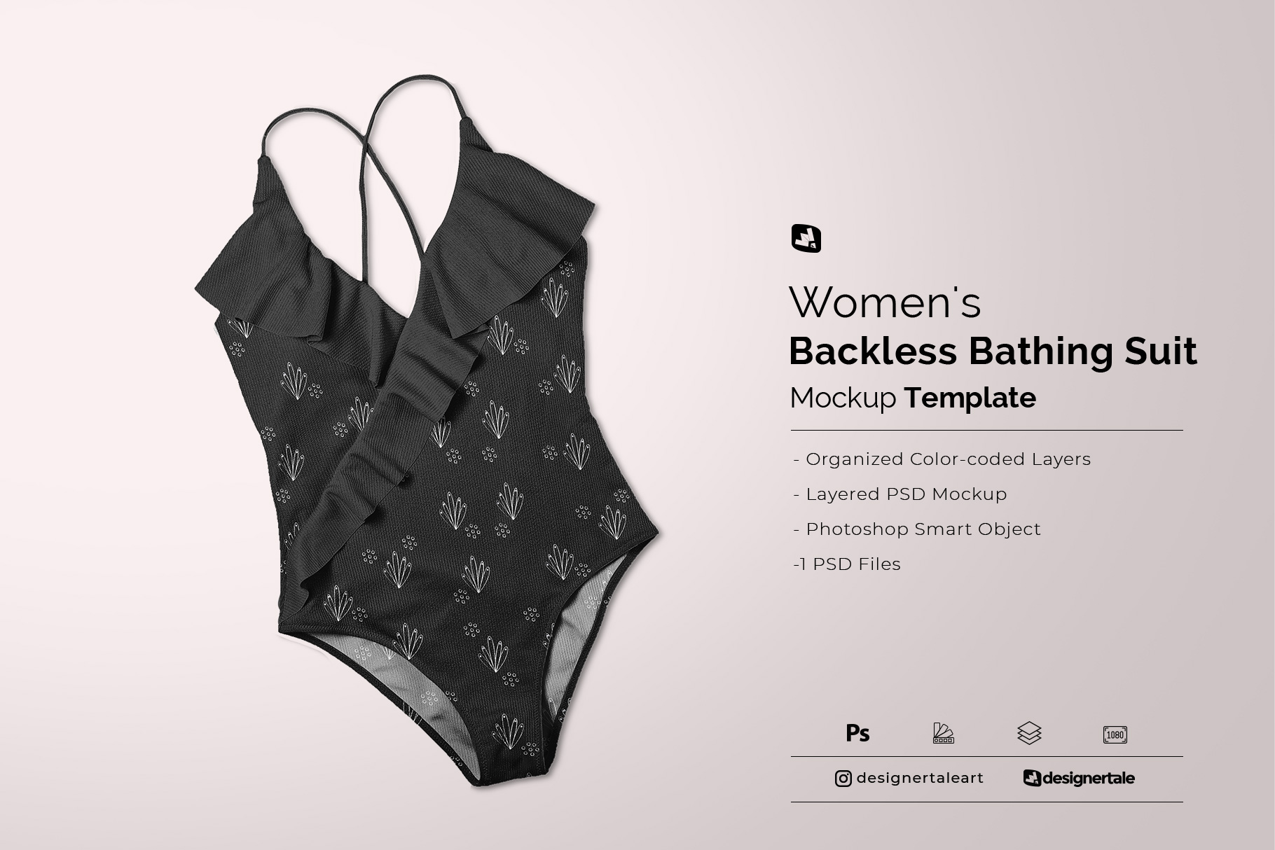 women's backless bathing suit mockup