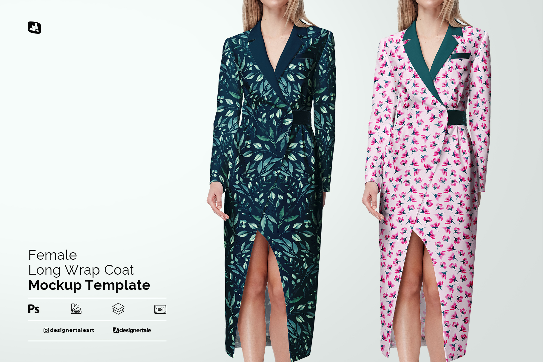 female long wrap coat mockup