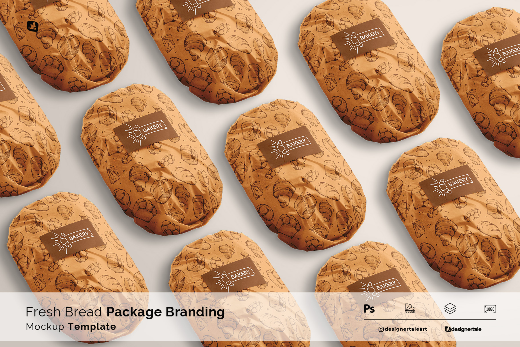 fresh bread package branding mockup