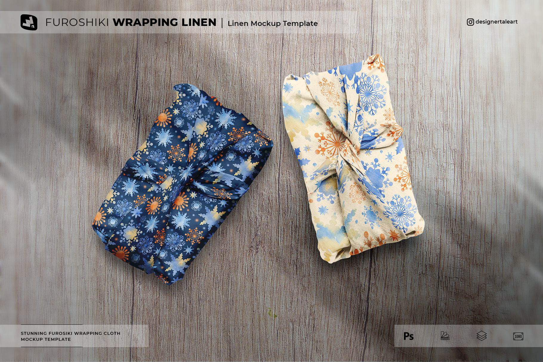 furoshiki wrapping linen mockup