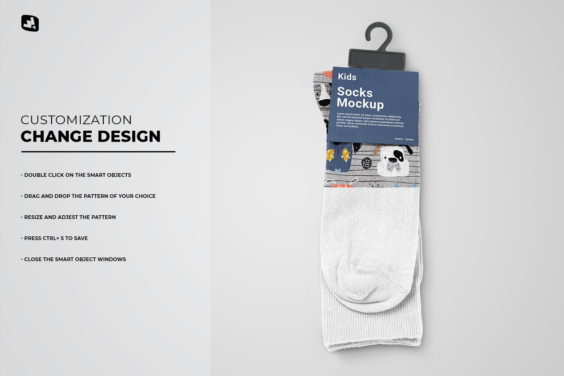 change design of the kids high socks mockup