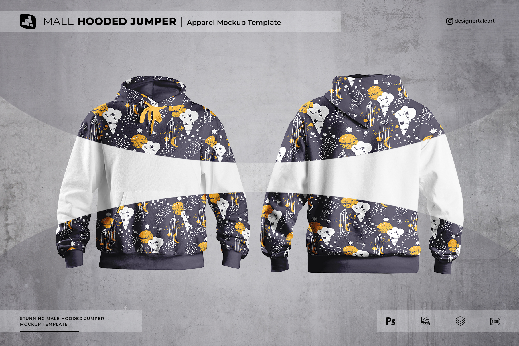 male hooded jumper mockup