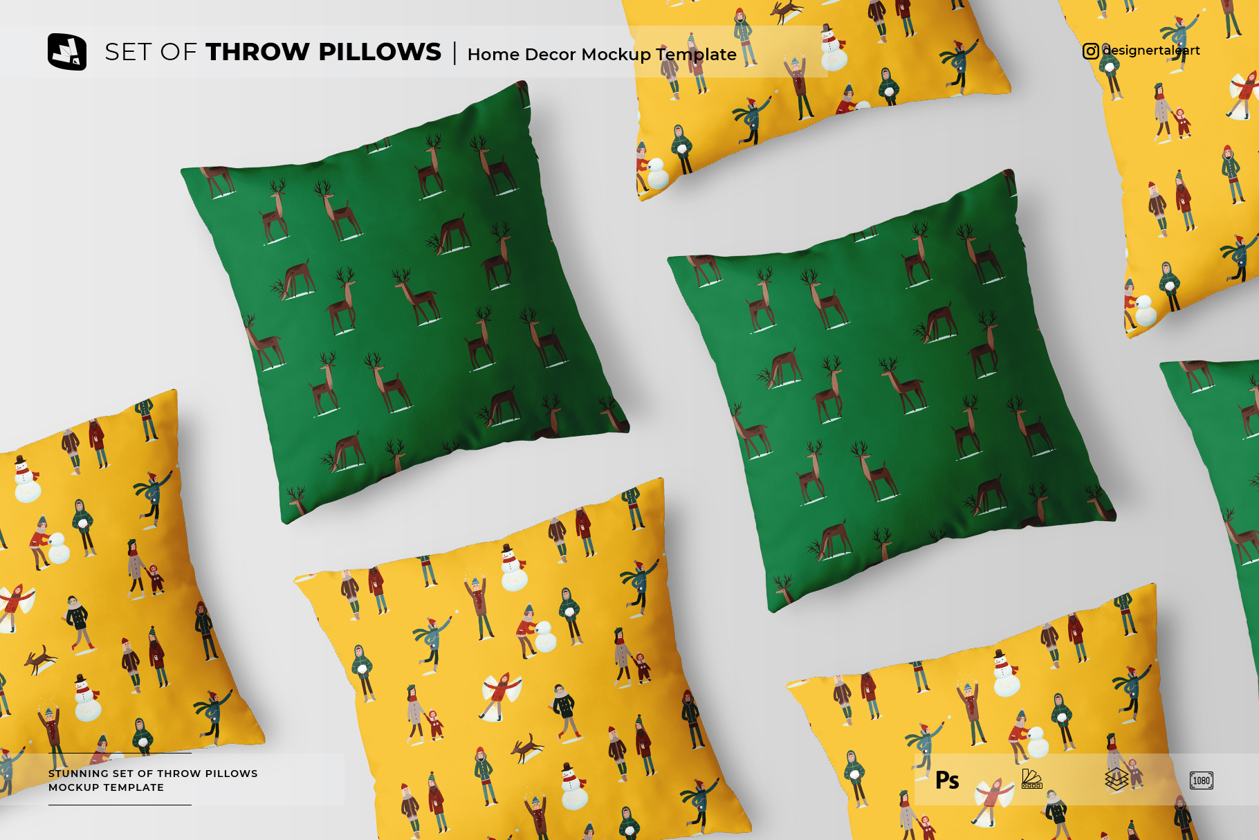set of throw pillows mockup
