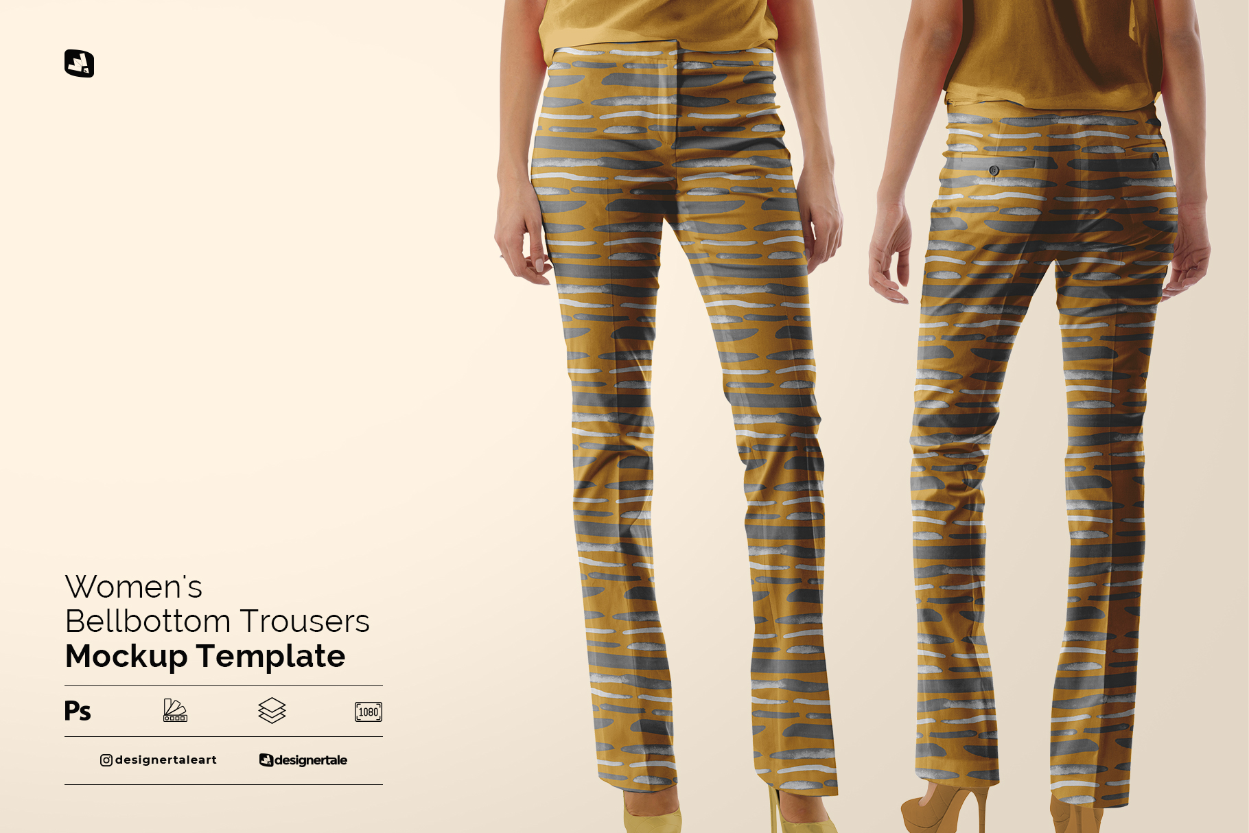women's bellbottom trousers mockup