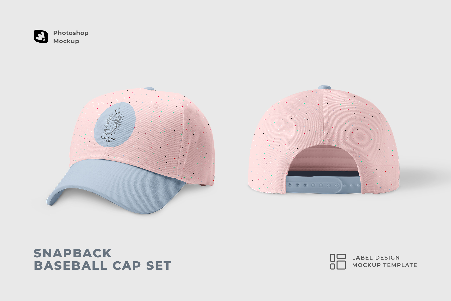 snapback baseball cap set mockup