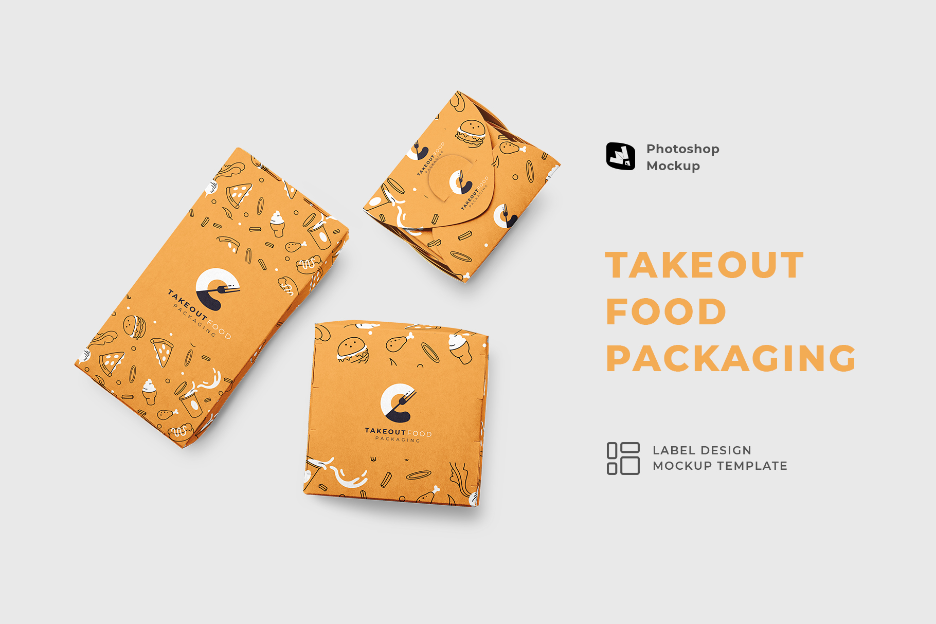 takeout food packaging set mockup
