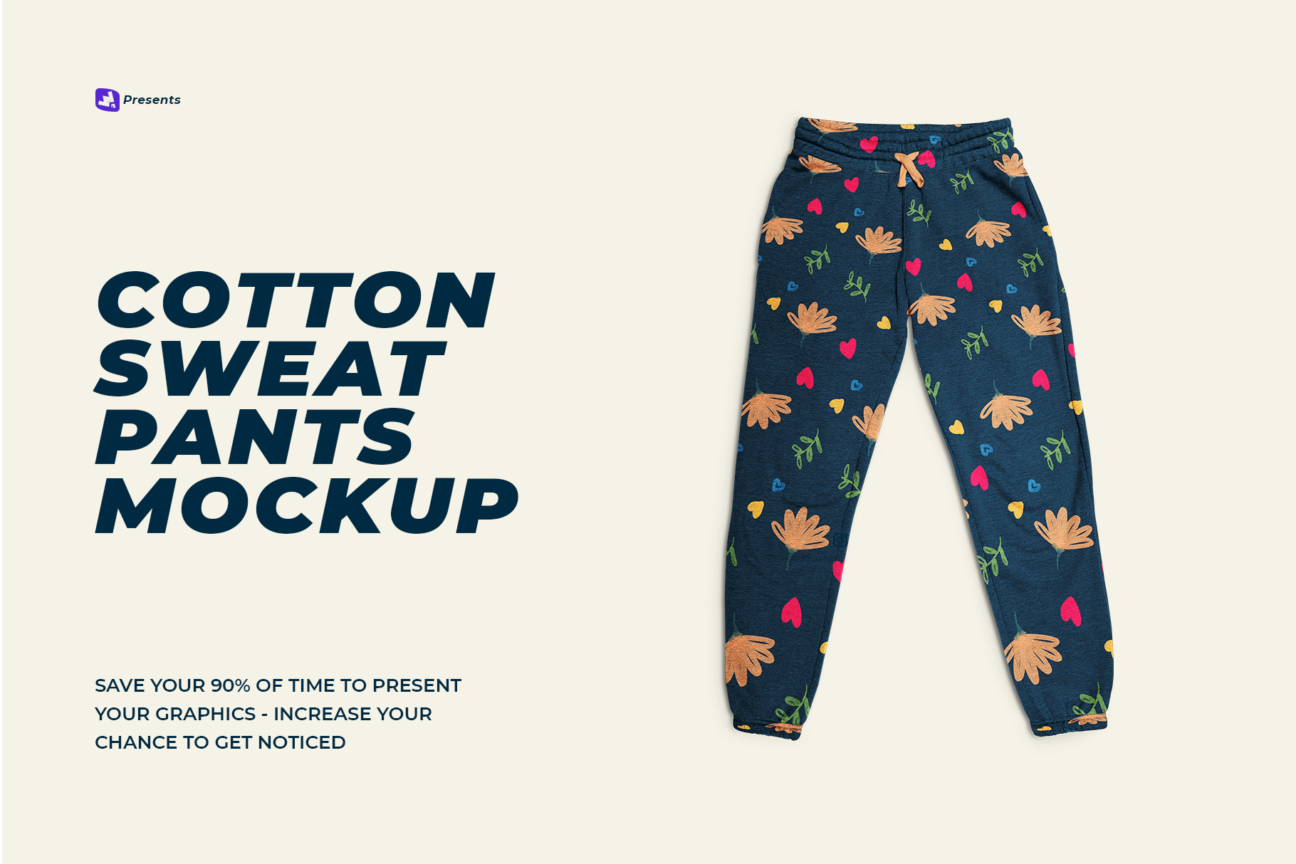 top view cotton sweatpants mockup