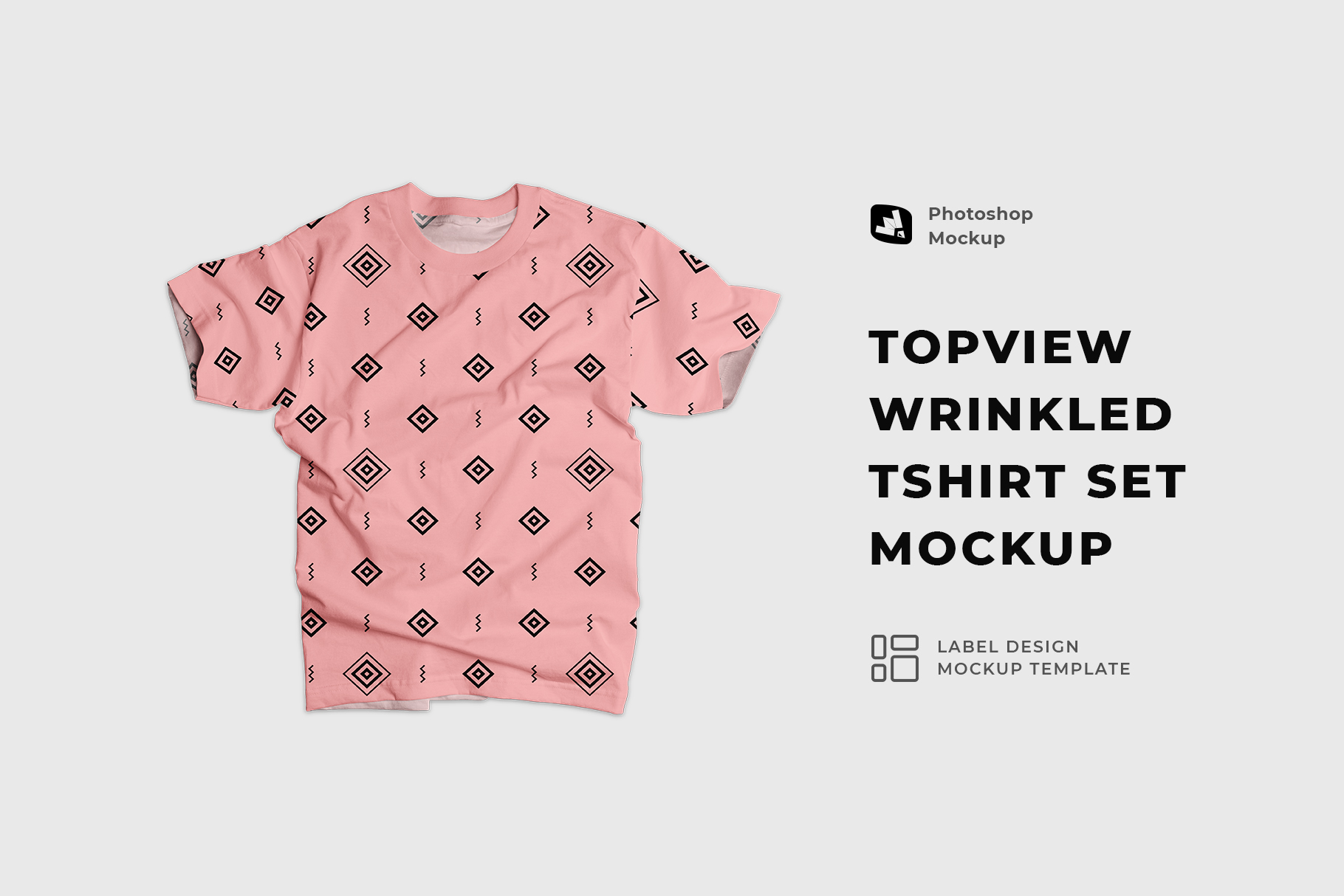 topview wrinkled tshirt set mockup