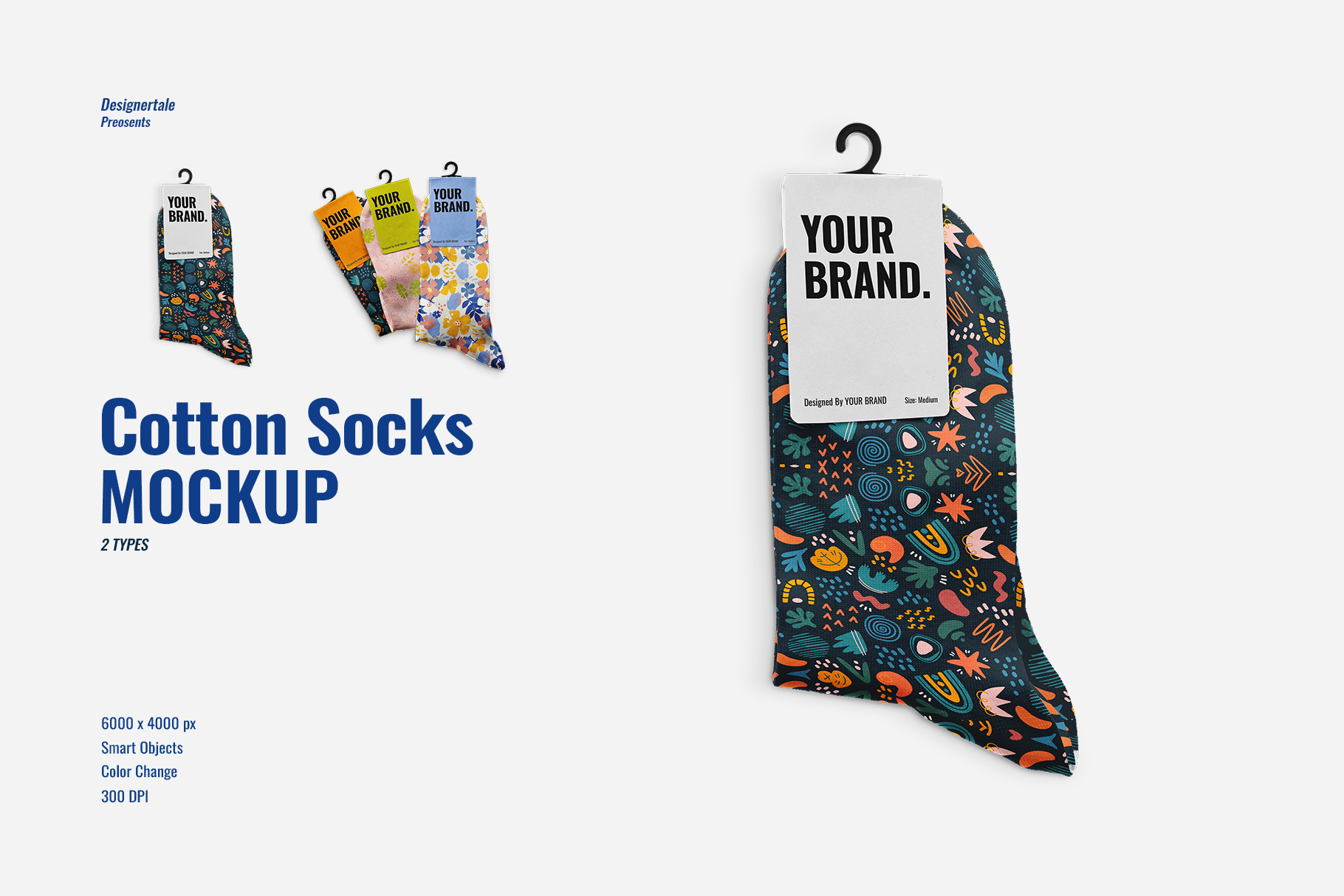 set of casual cotton socks mockup