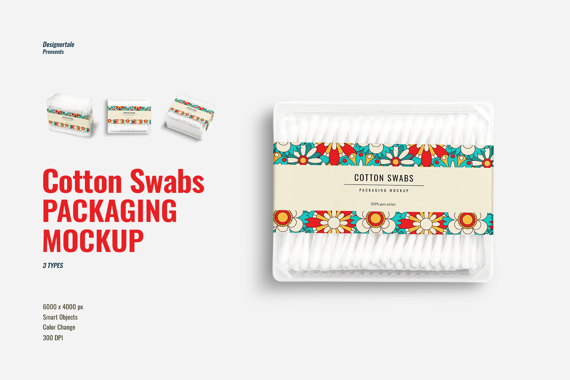 cotton swabs pack branding mockup