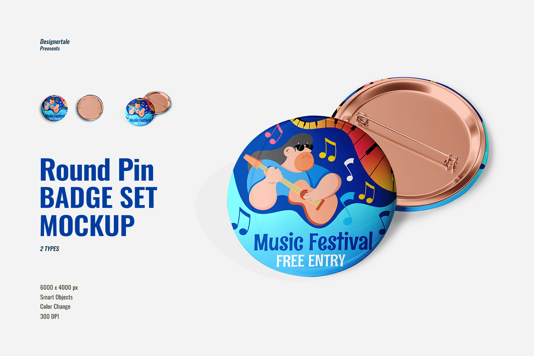 glossy round pin badge set mockup