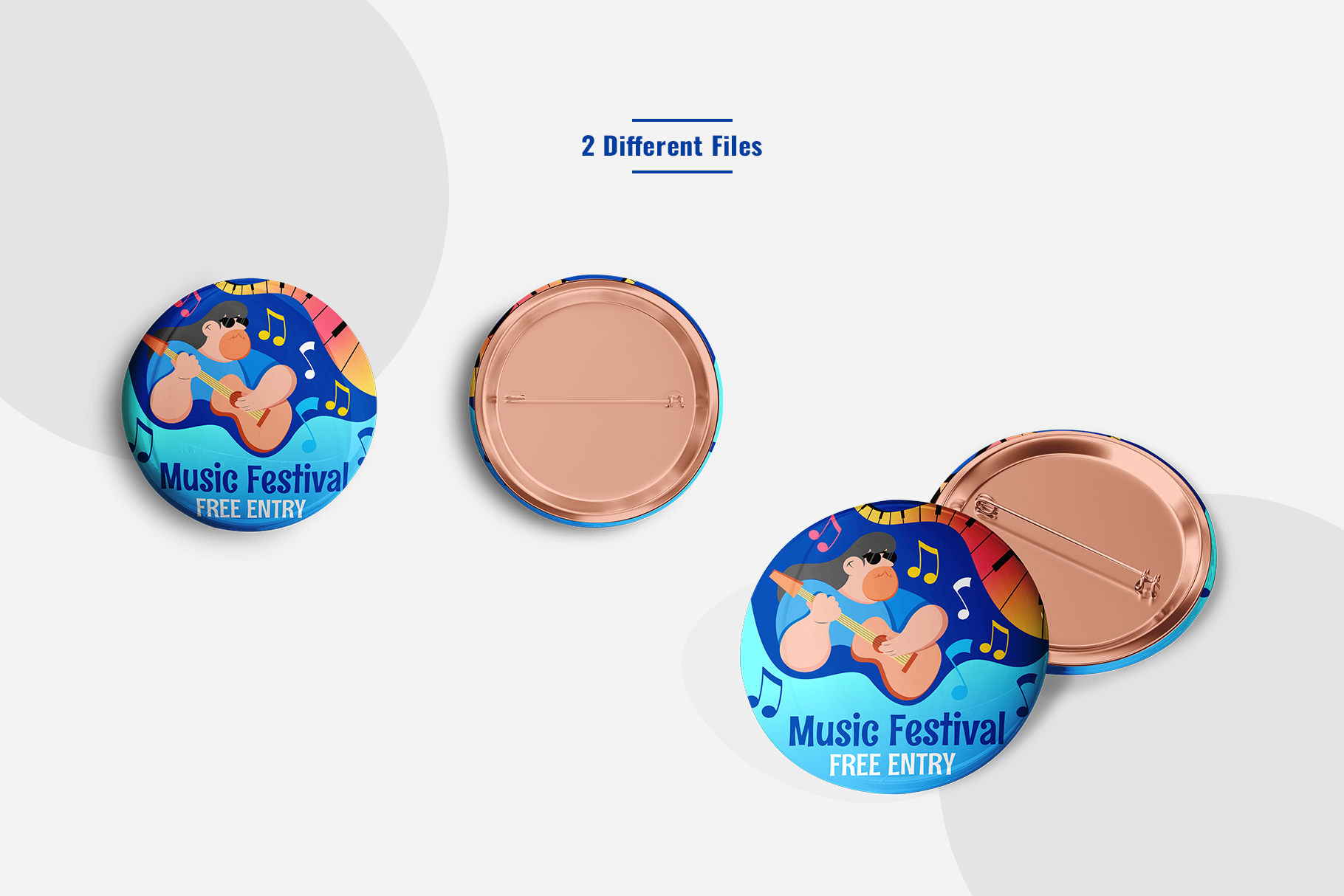 files included in the glossy round pin badge set mockup