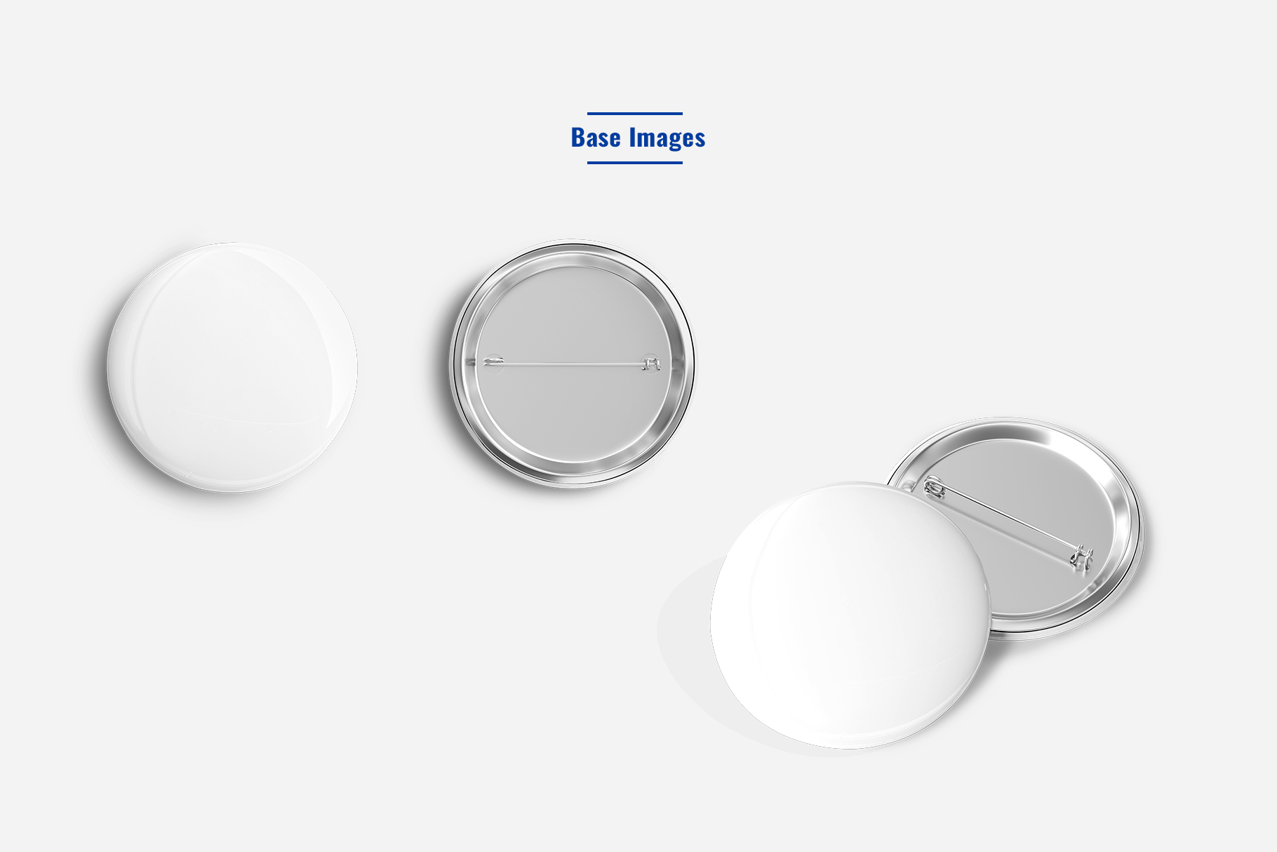 base images of the glossy round pin badge set mockup
