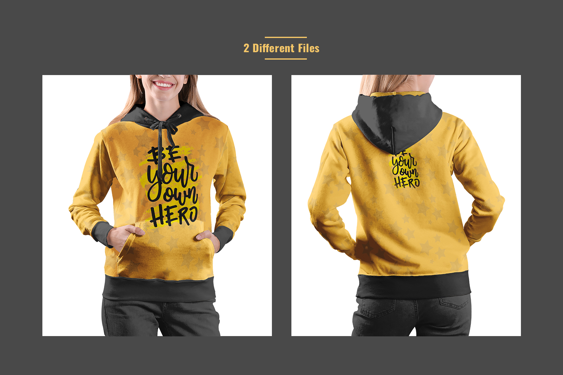 files included in the female hoodie sweater mockup