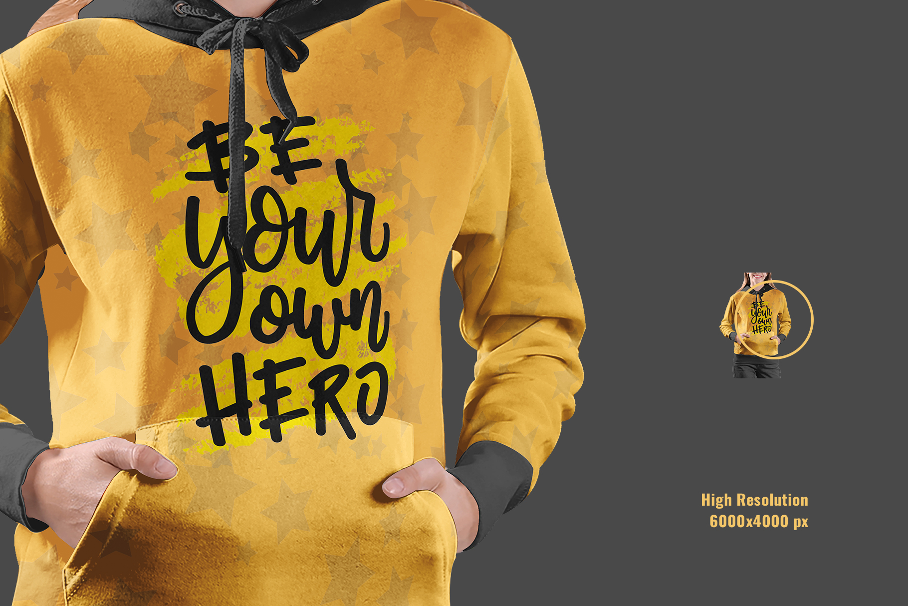 zoomed in image of the female hoodie sweater mockup