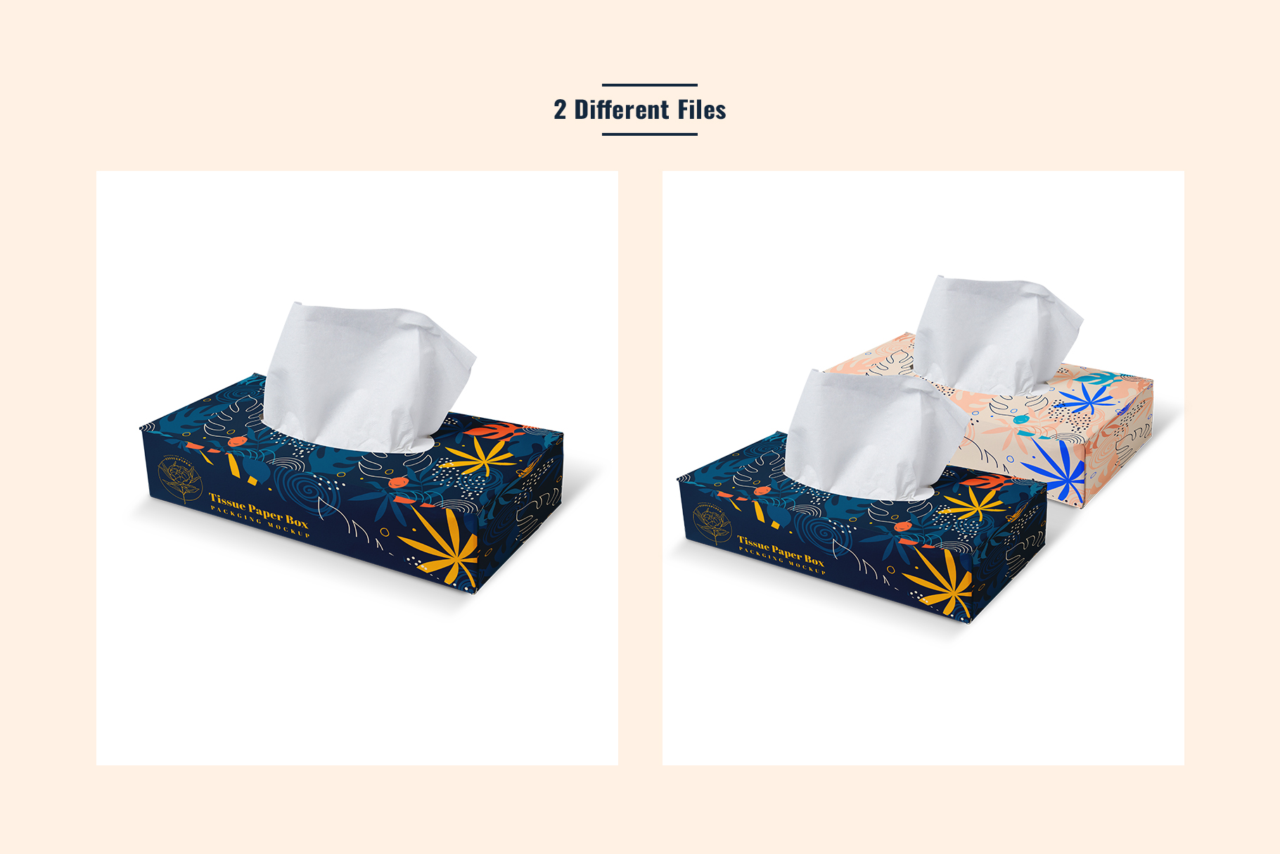 files included in the tissue paper box packaging mockup