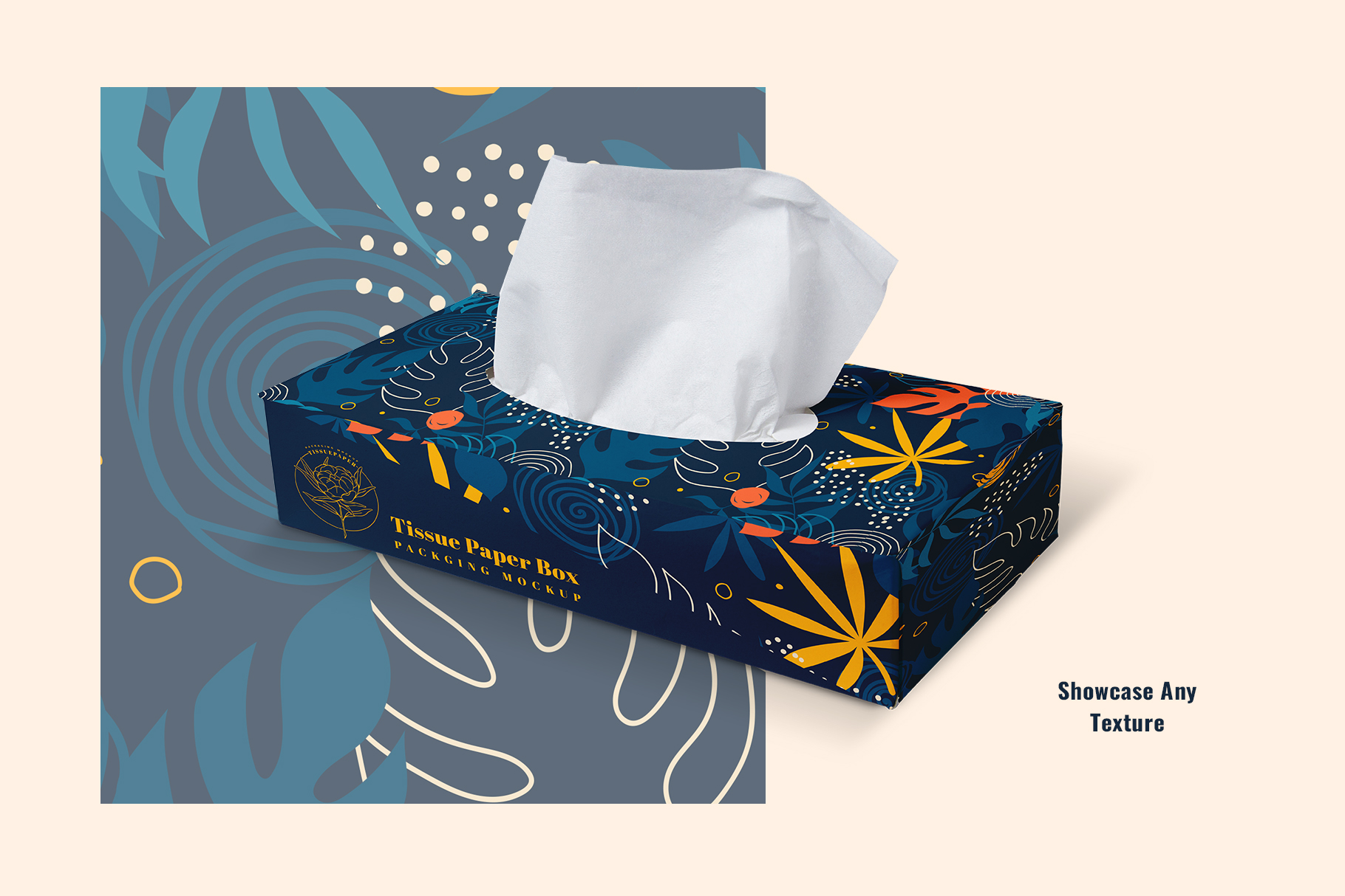 design application of the tissue paper box packaging mockup