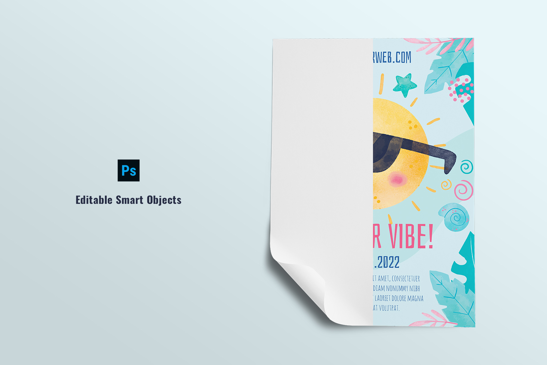 editable smart objects of the top view paper poster set mockup