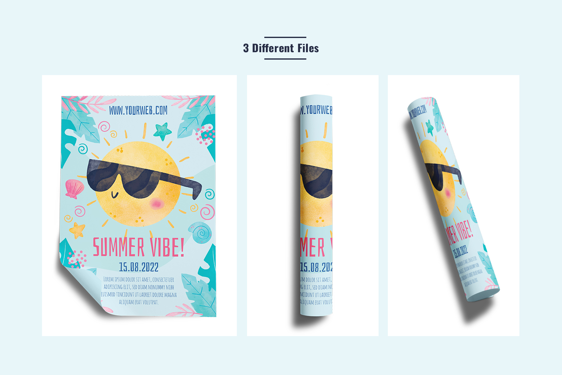 files included in the top view paper poster set mockup