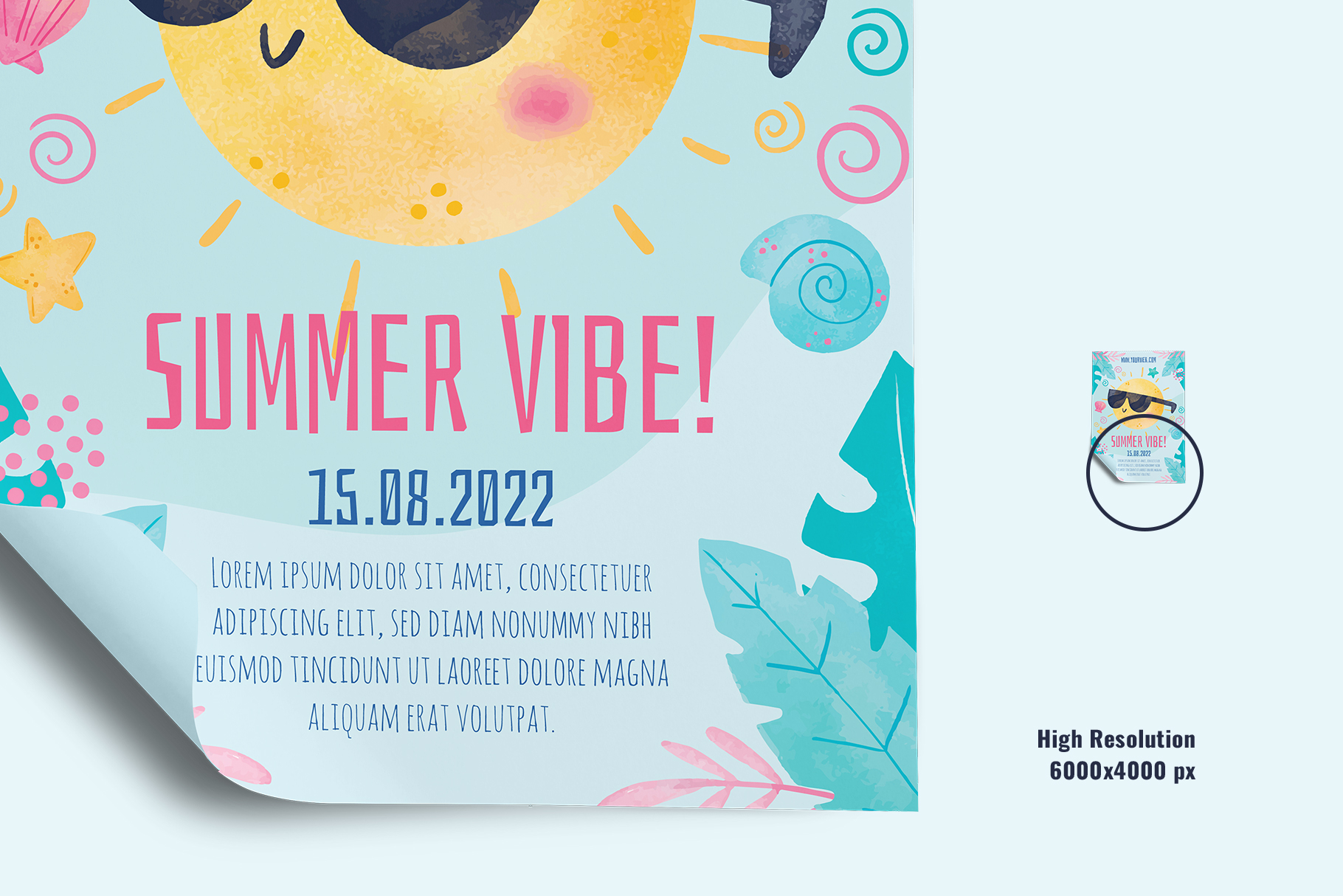 zoomed in image of the top view paper poster set mockup