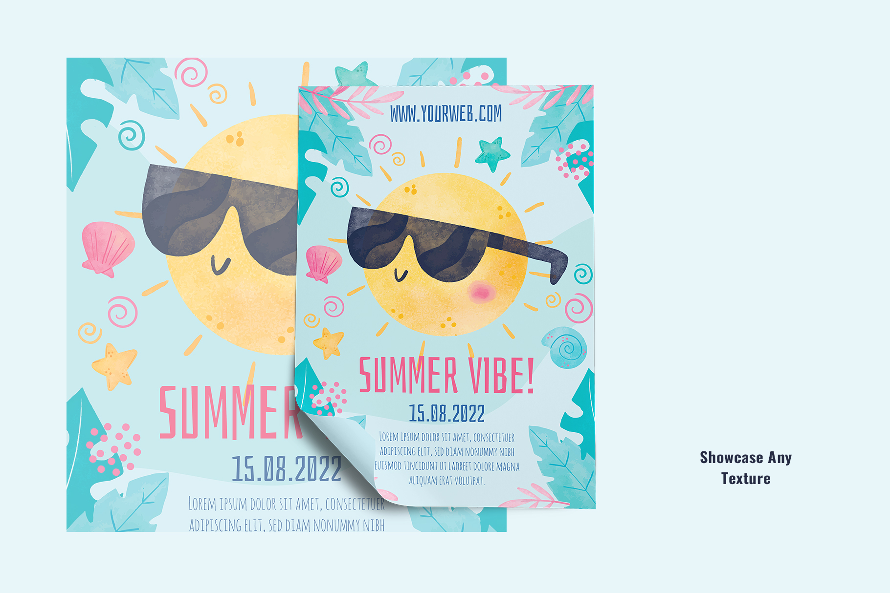 texture application of the top view paper poster set mockup