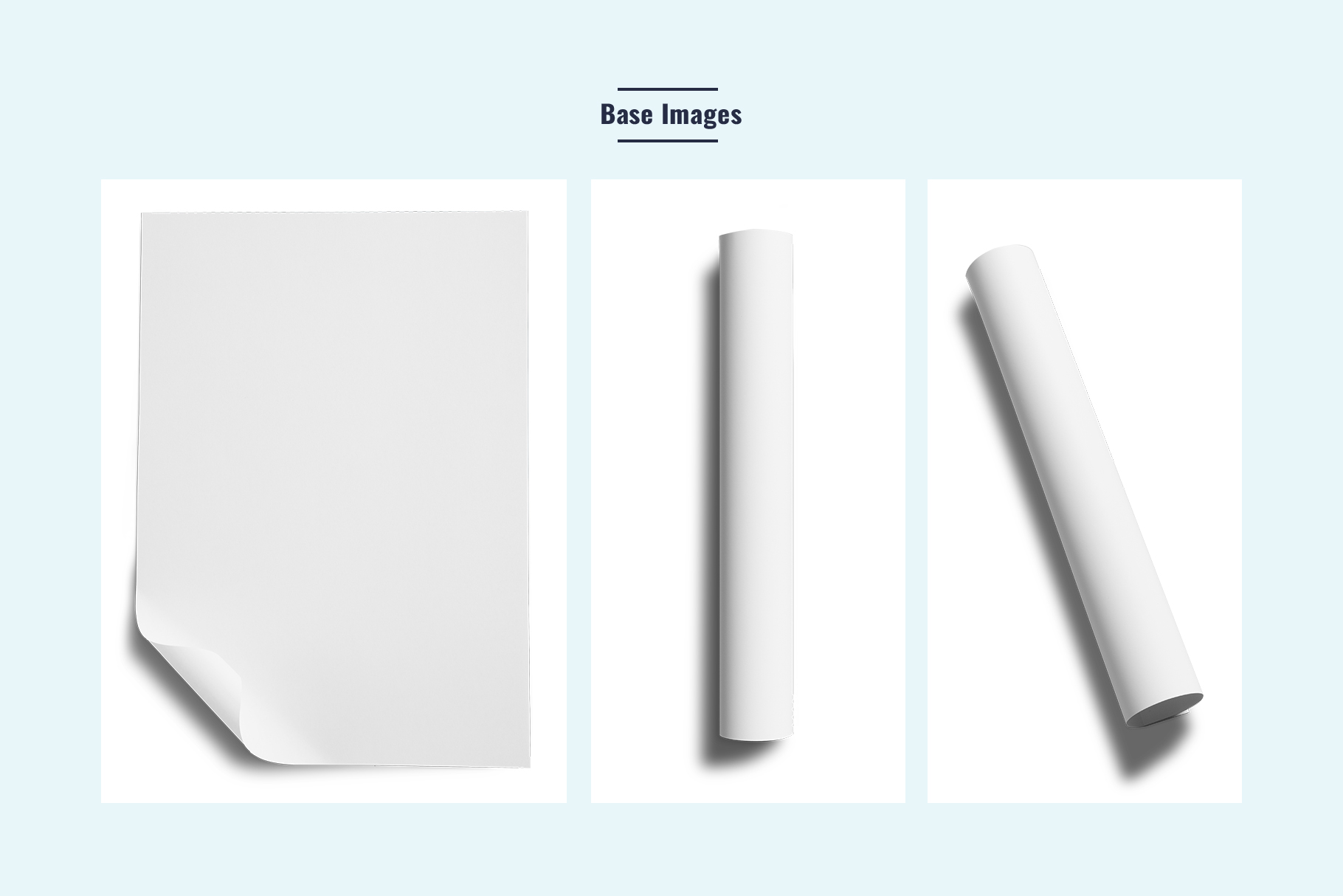 base images of the top view paper poster set mockup