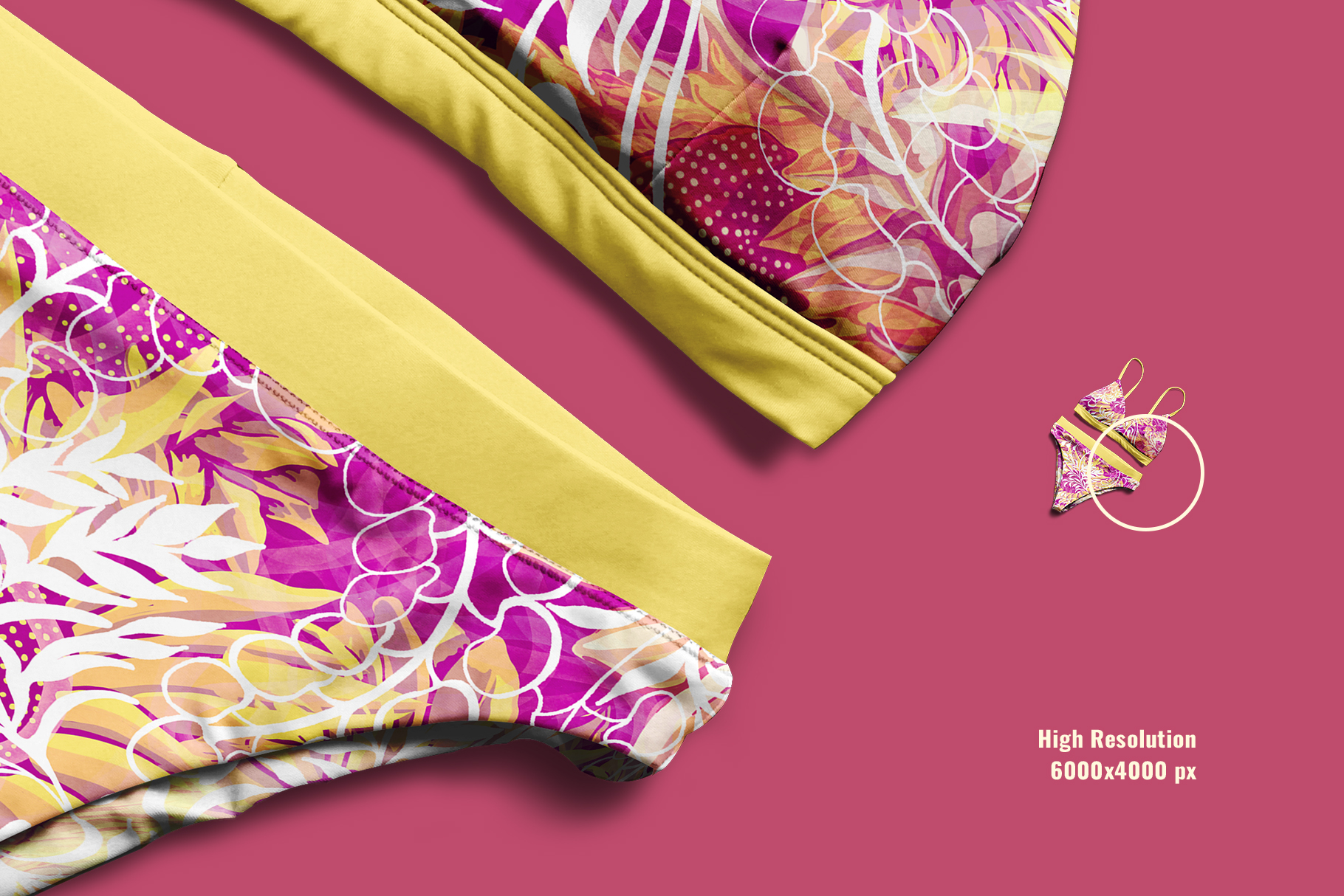 zoomed in look of the flat lay womens bikini mockup