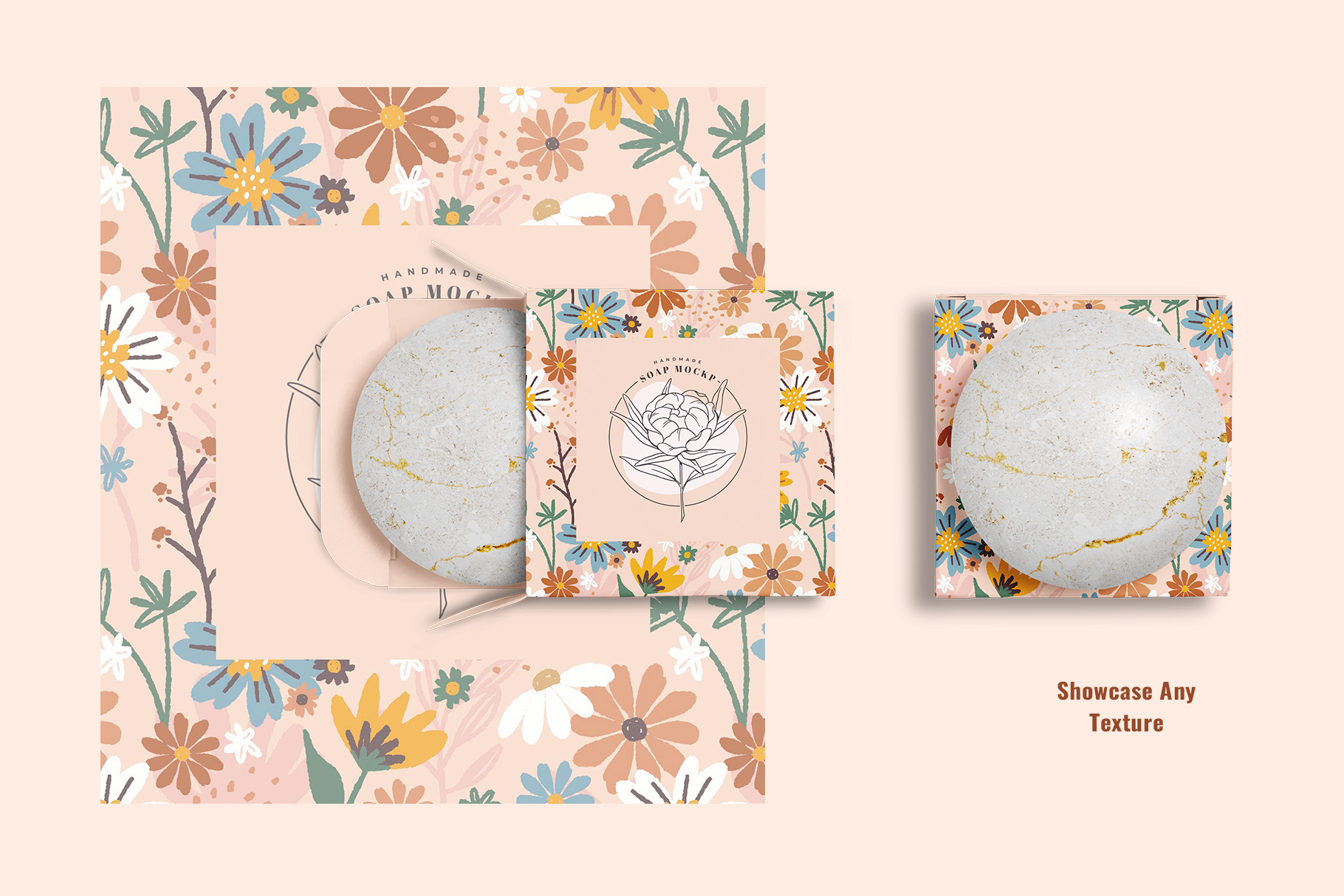 texture applications of the homemade soap branding mockup