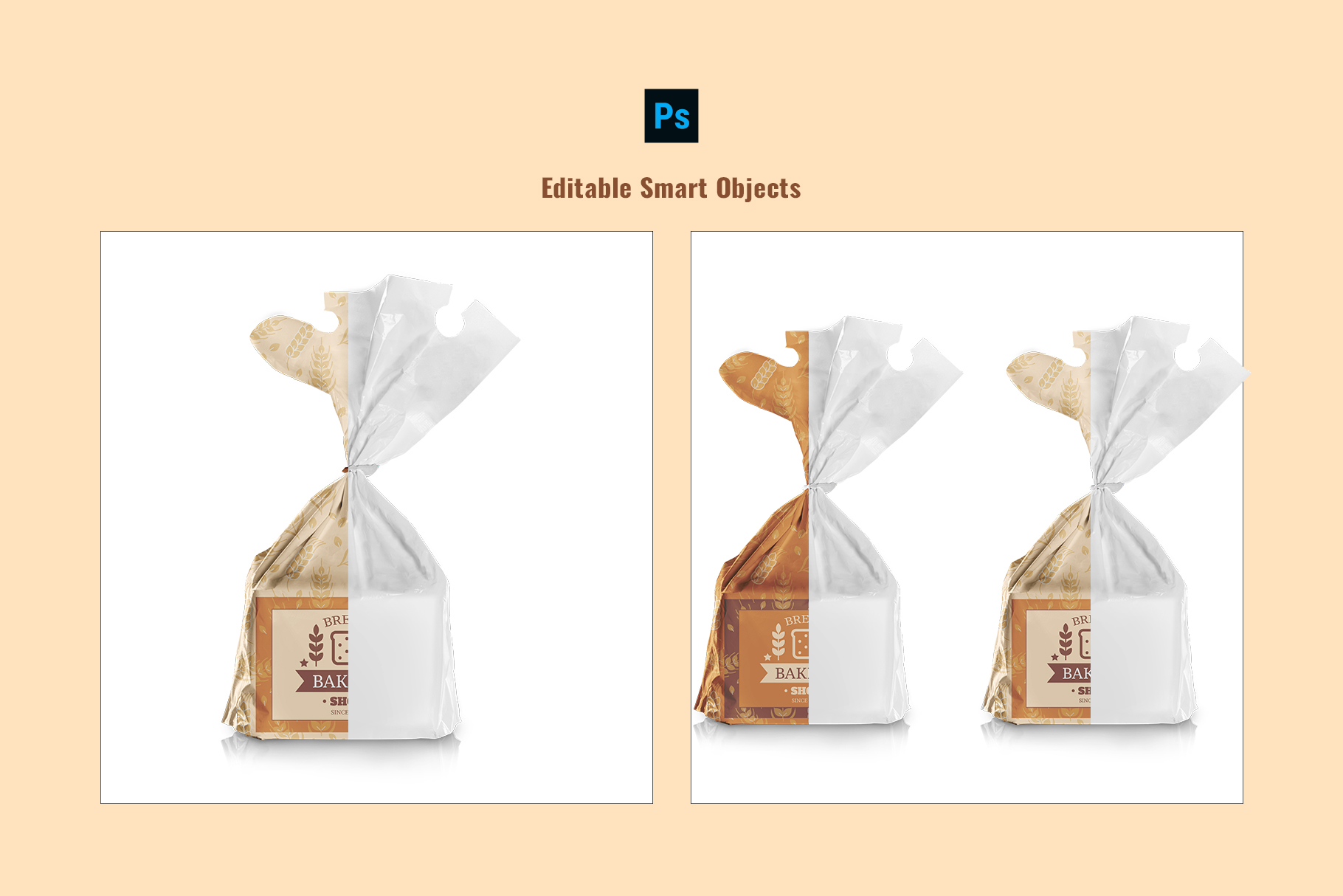 editable smart objects of the sandwich bread packaging mockup