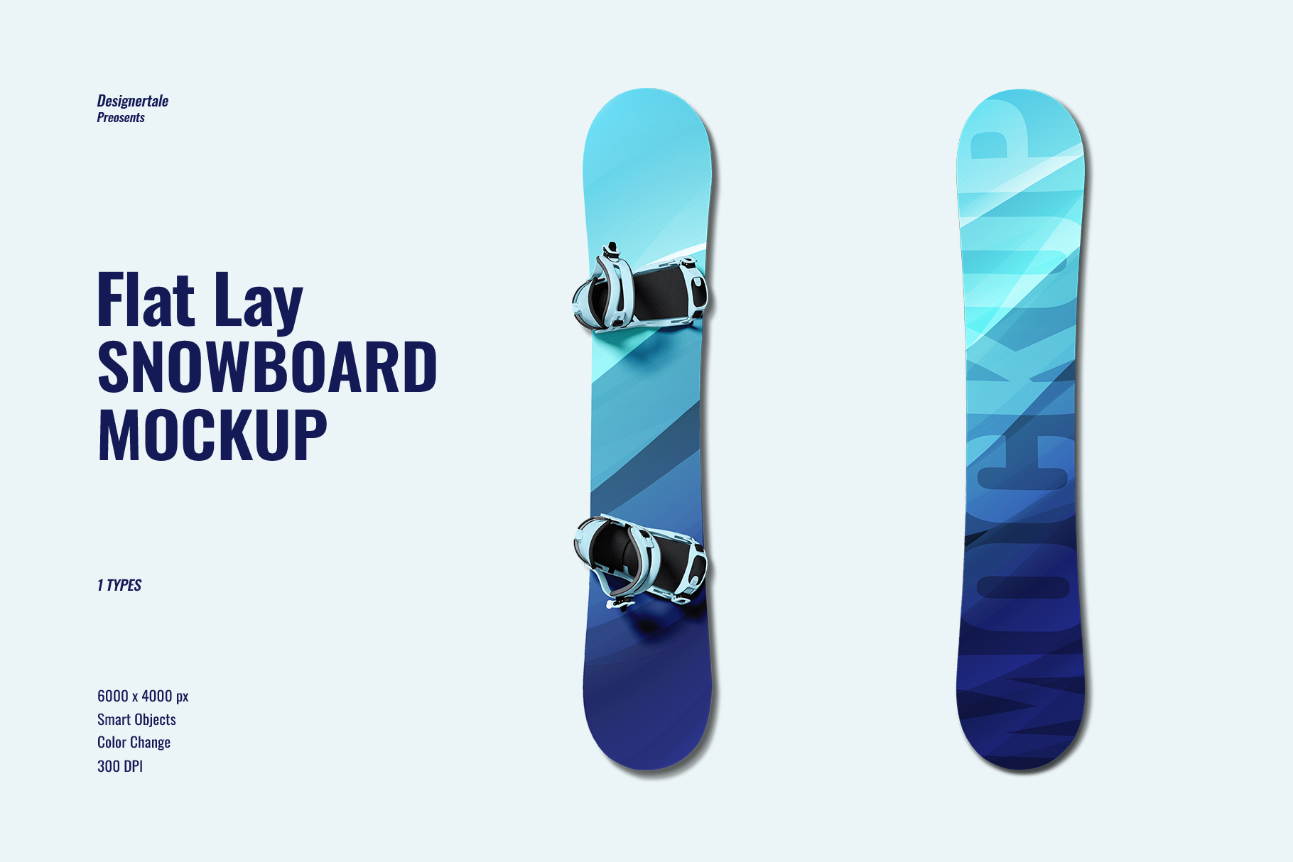 flat lay snowboard mockup
