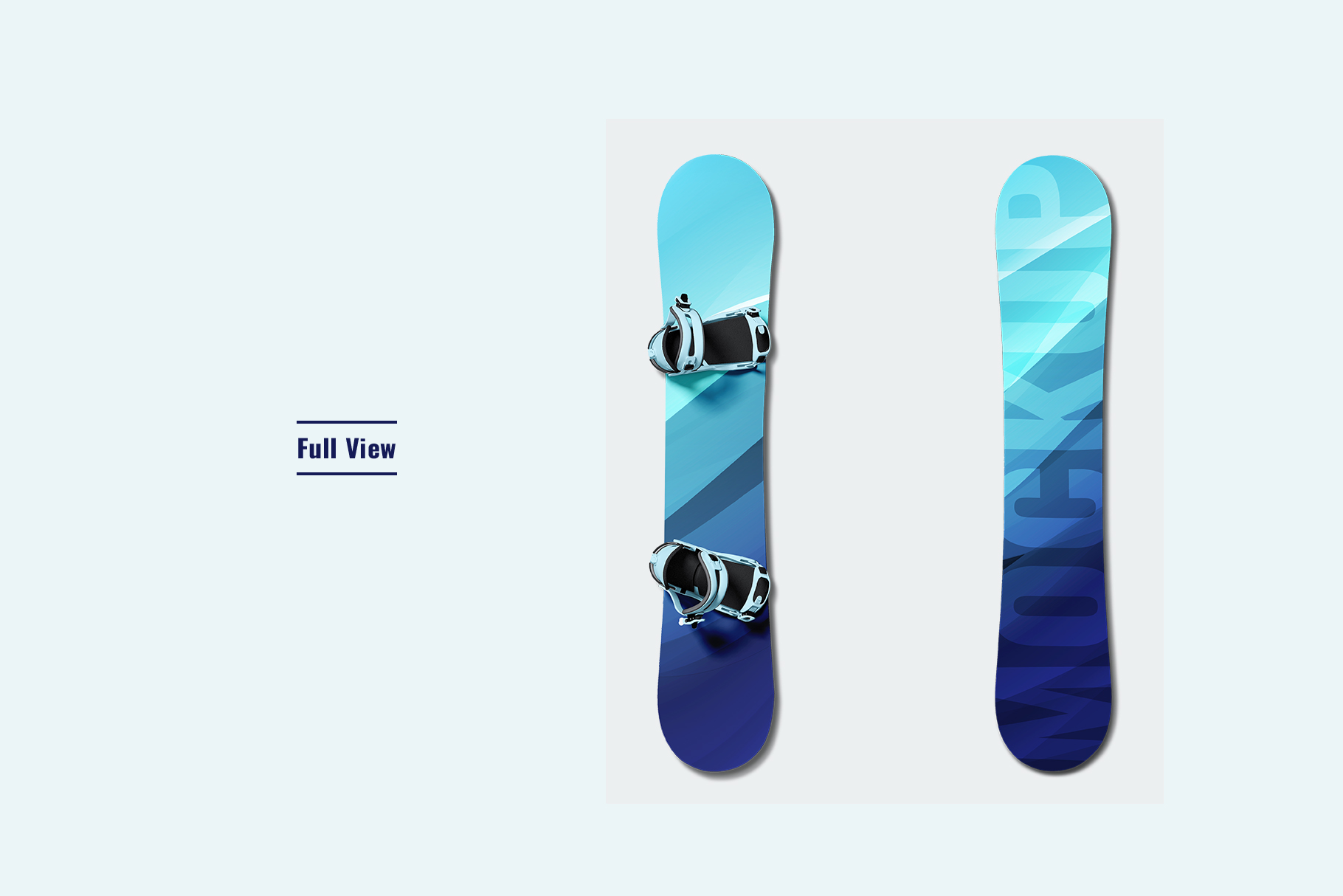 full view of the flat lay snowboard mockup