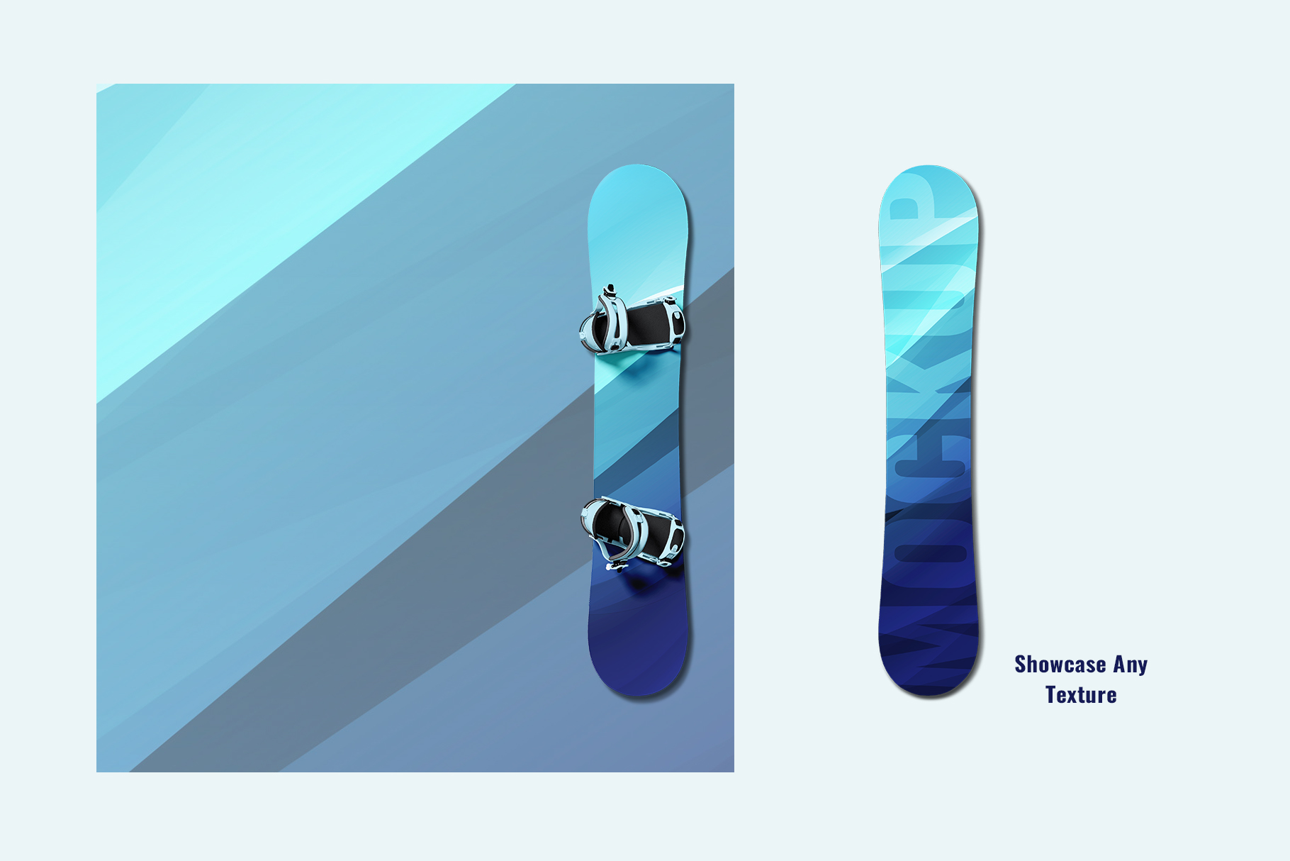 pattern application of the flat lay snowboard mockup