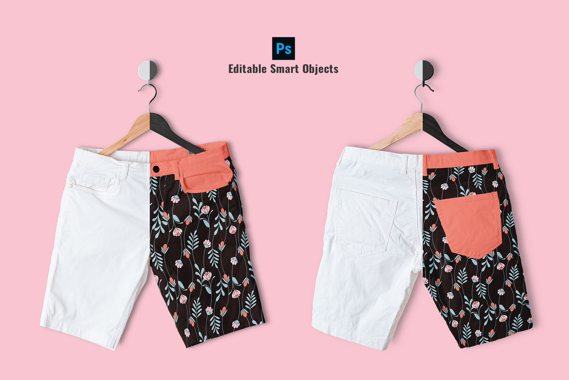 editable smart object of the texture of the female-cargo-short-pants-mockup-image-preview-2
