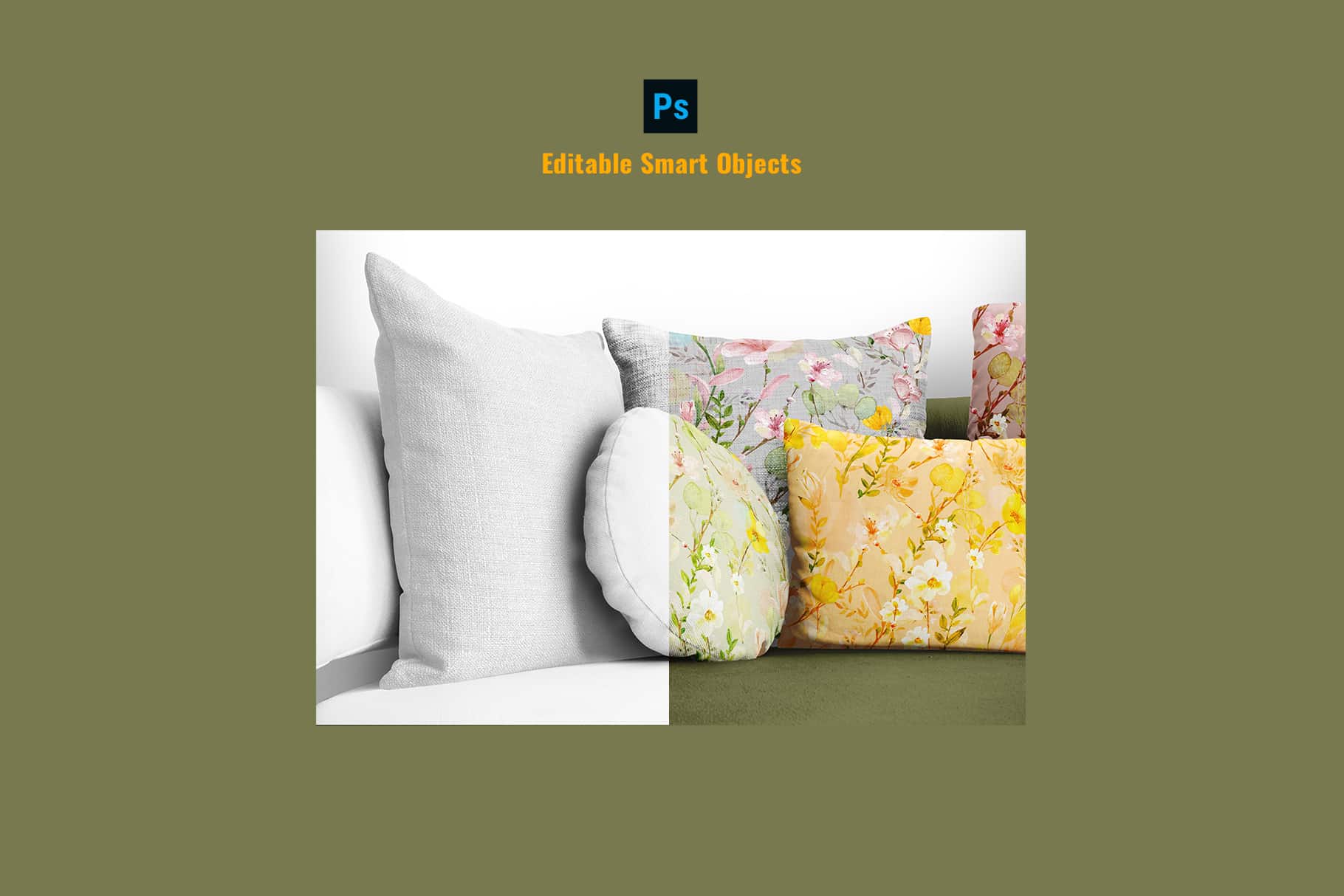 editable smart objects of the organic cotton throw pillow mockup set preview-2