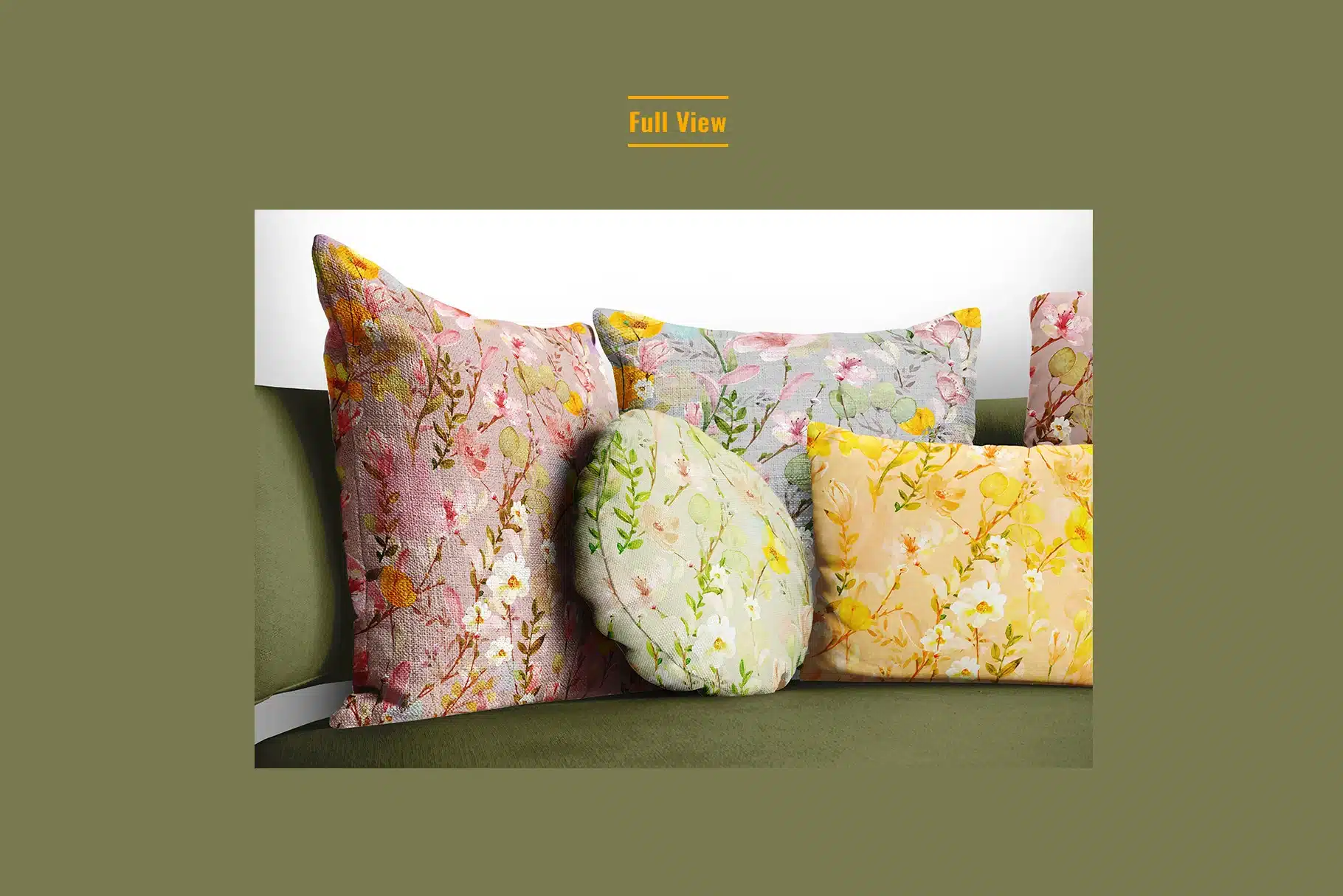 full view of the organic cotton throw pillow mockup set preview-3
