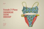 female 2 piece swimwear scene mockup