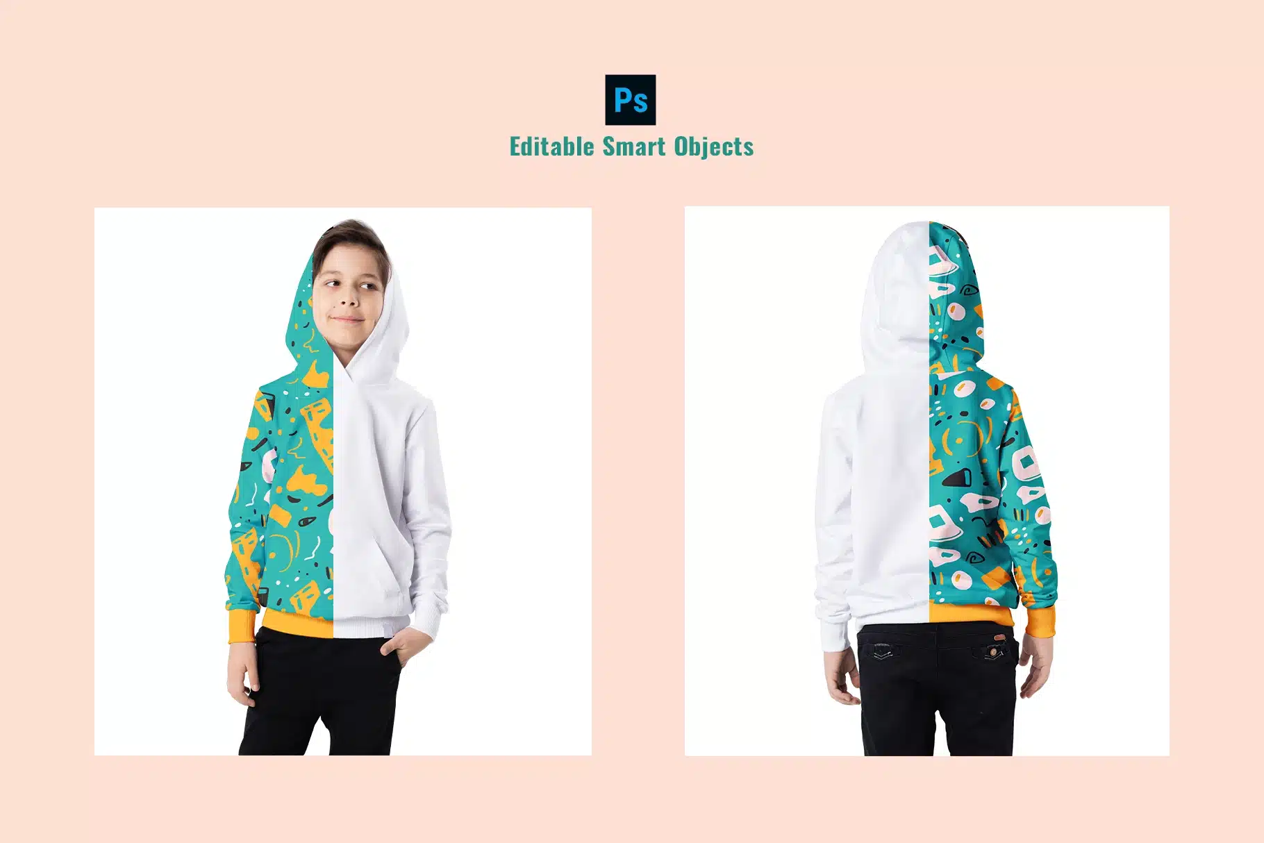 editable smart objects of the kids pullover hoodie mockup