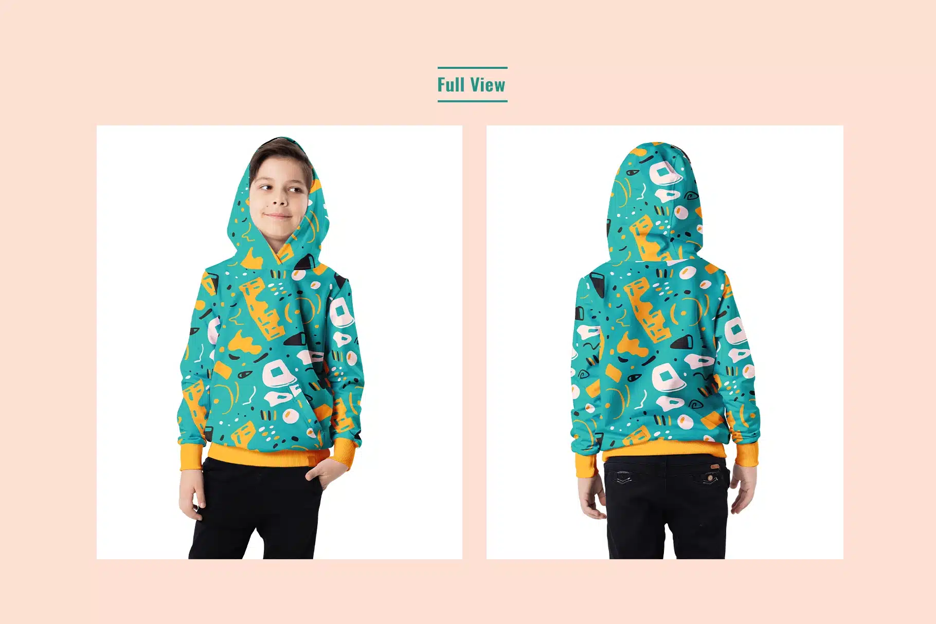 full view files of thekids pullover hoodie mockup