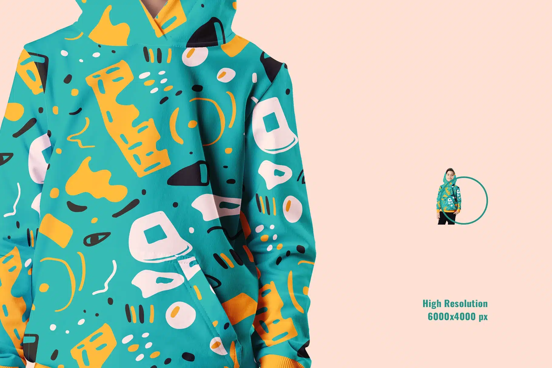 zoomed image of the kids pullover hoodie mockup