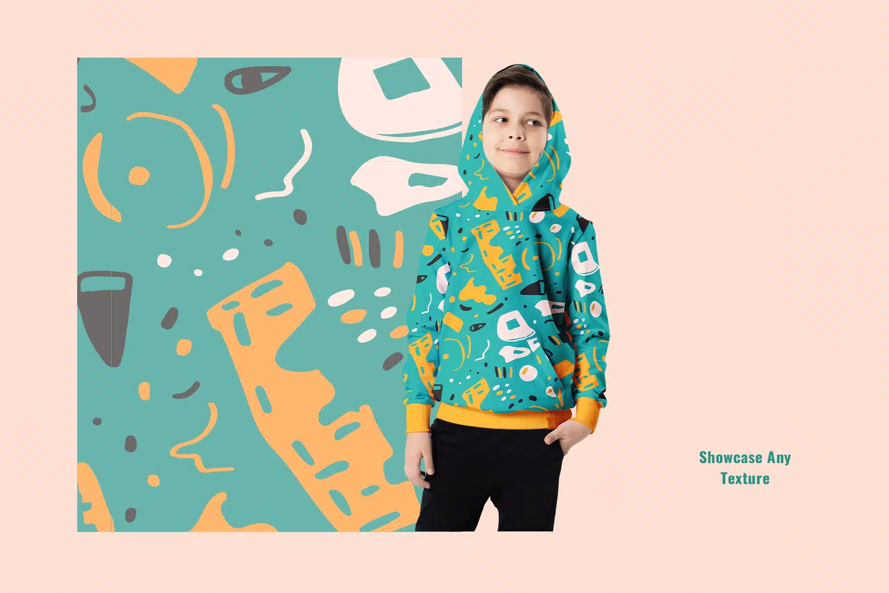 texture of the kids pullover hoodie mockup