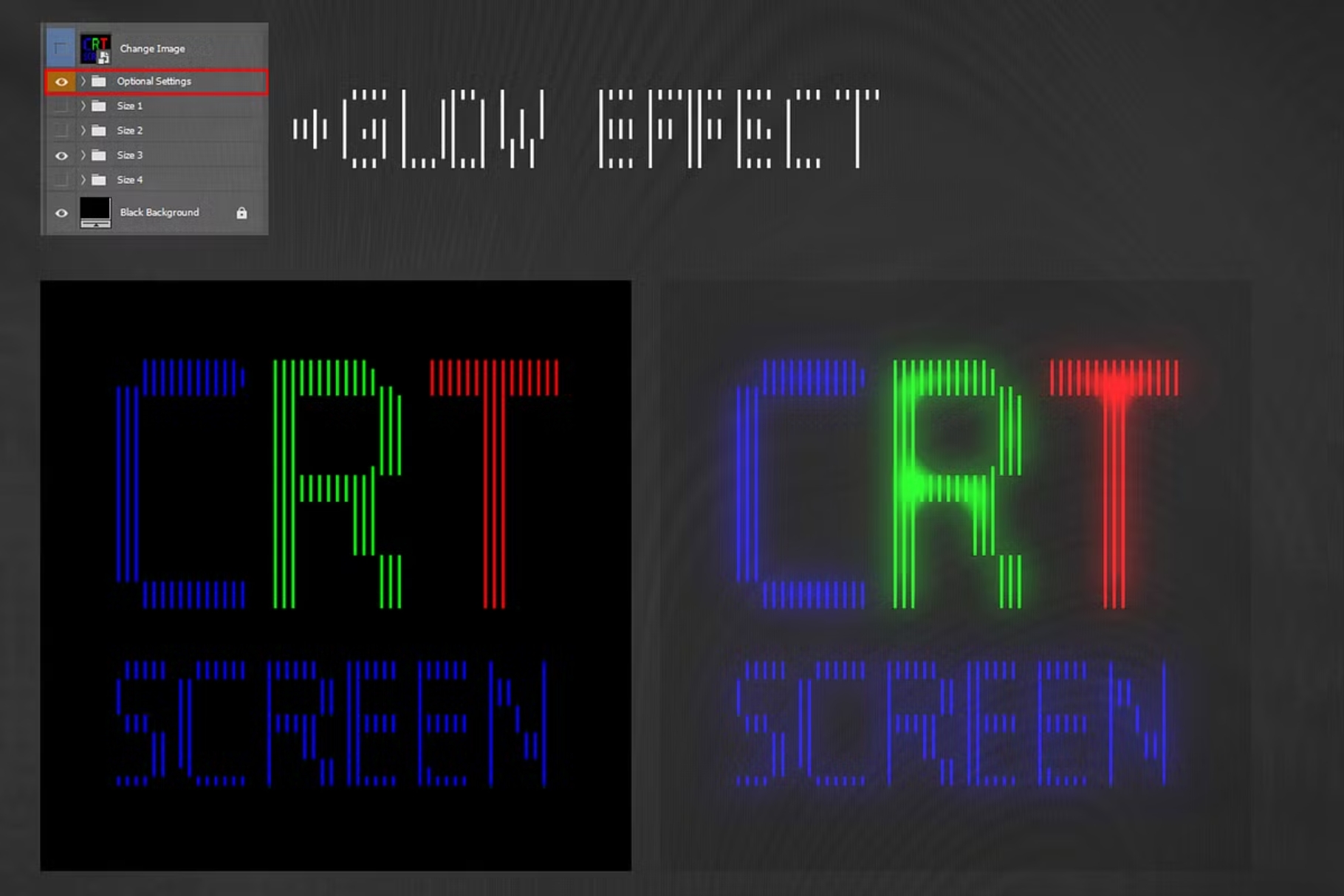 8 bit CRT Template PSD preview 4