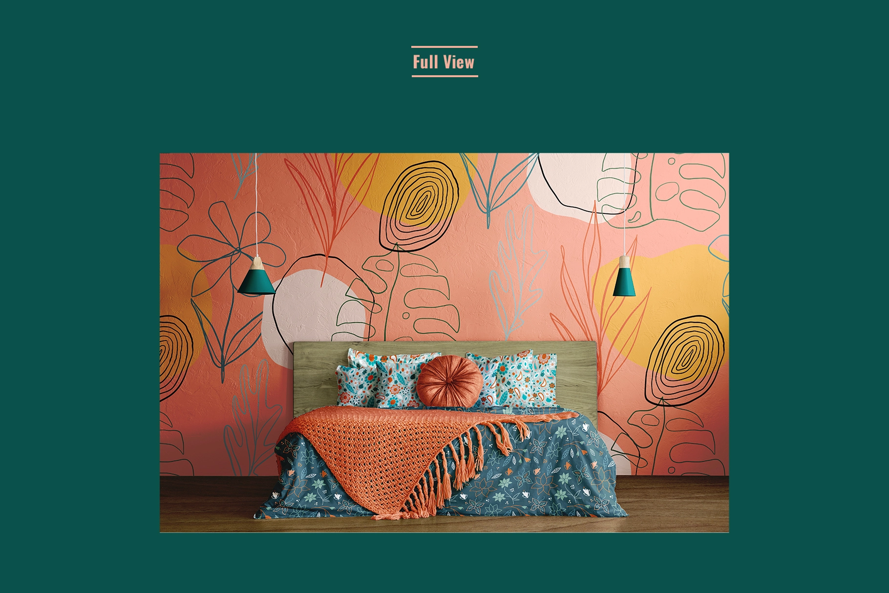 king size bed with wallpaper mockup -3