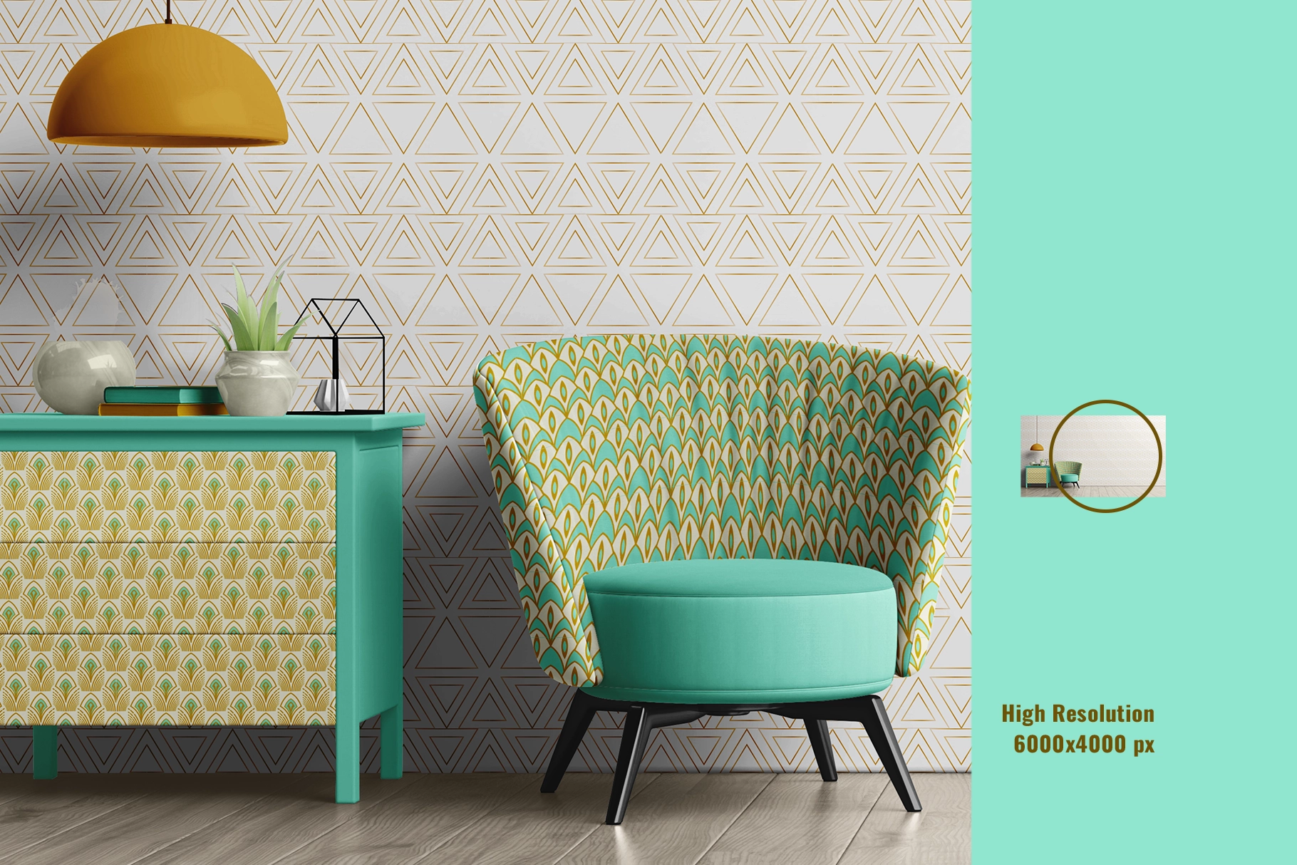 zoomed image of the wallpaper scene mockup pack