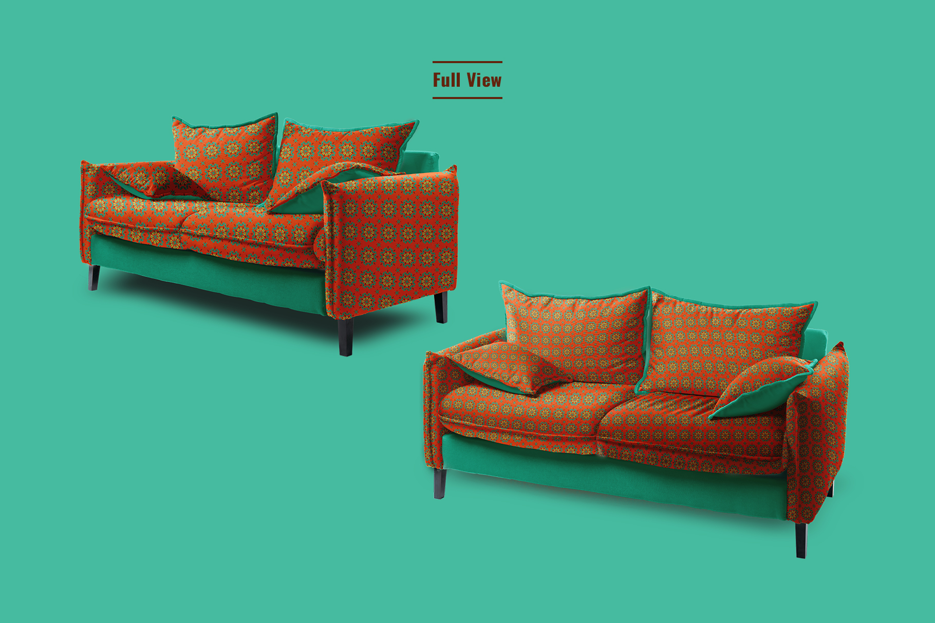 full view files of the trendy couch with pillow mockup