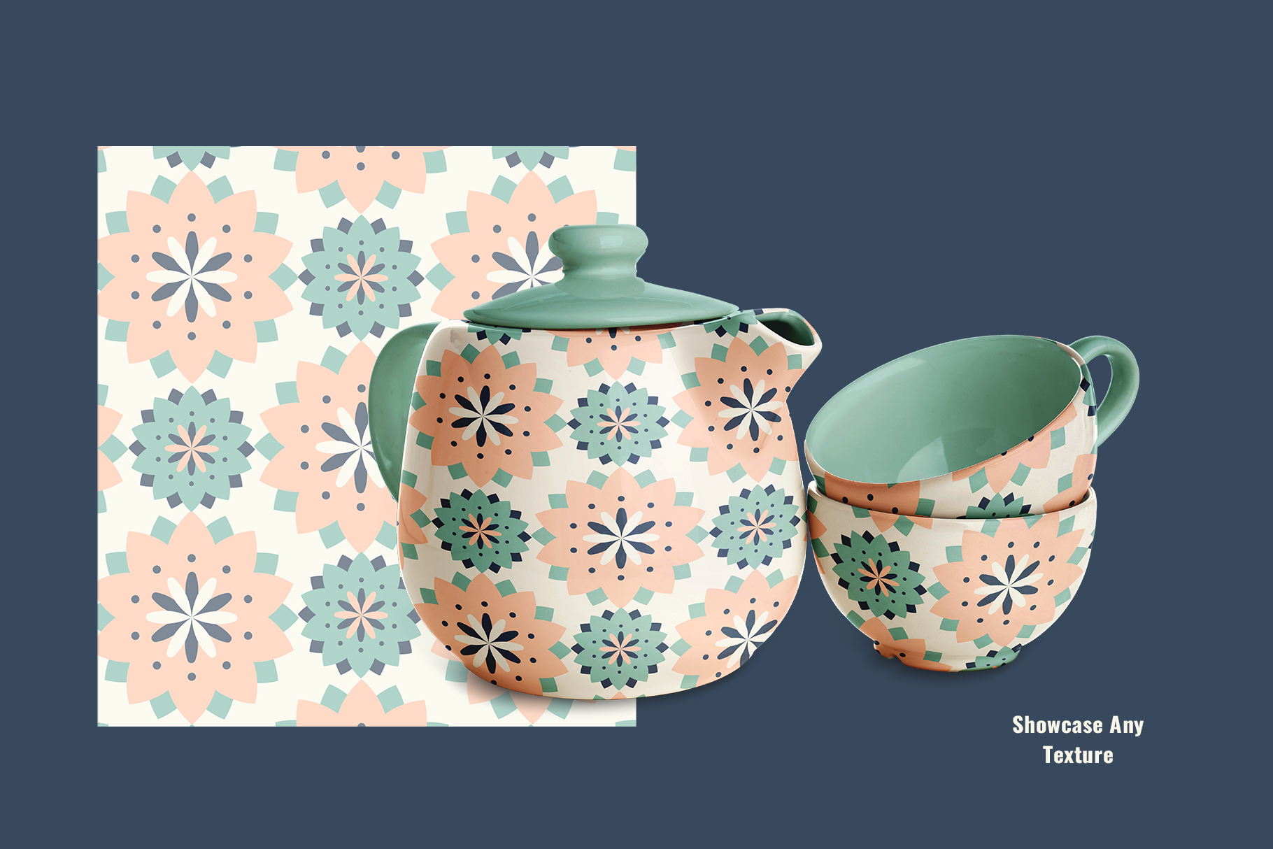 texture of the classic tea crockery mockup pack