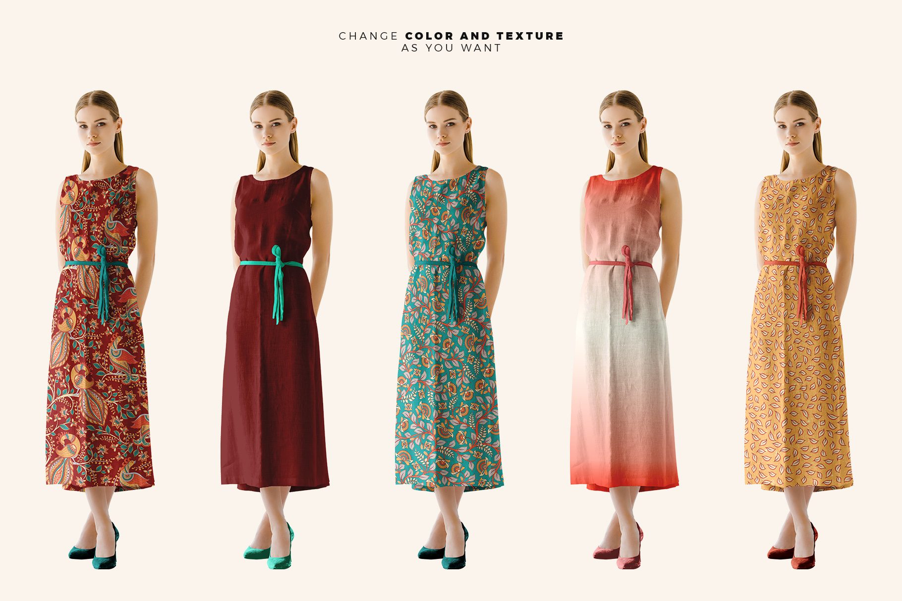 Woman sleeveless summer dress mockup