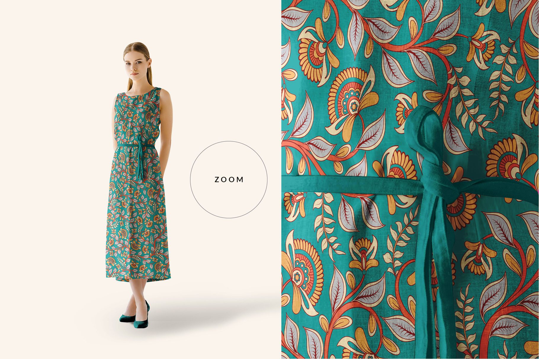 zoomed in image of women's sleeveless summer dress mockup